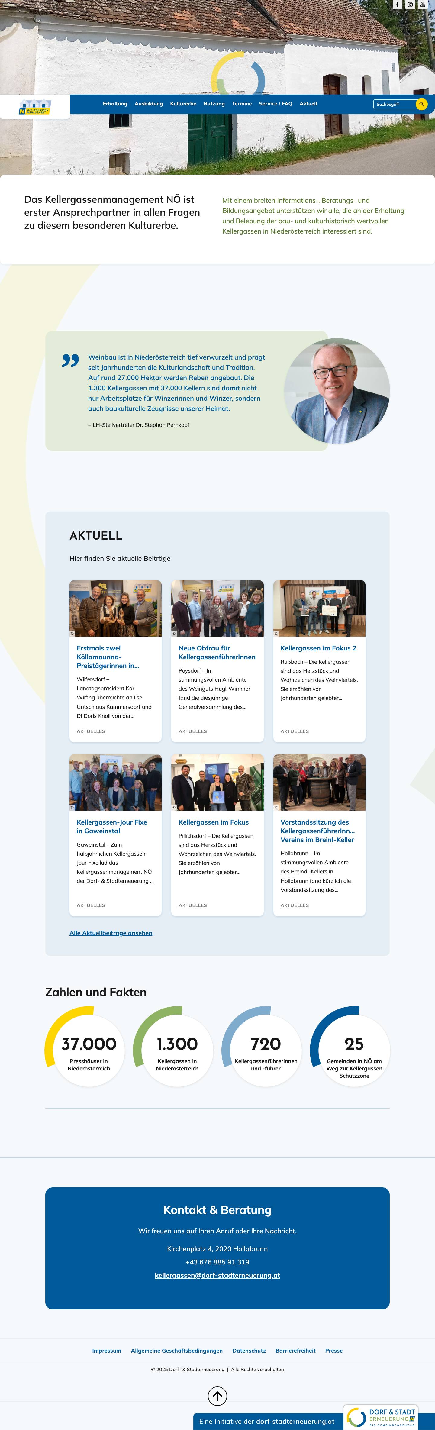 Startseite - Kellergassenmanagement - Full Screenshot