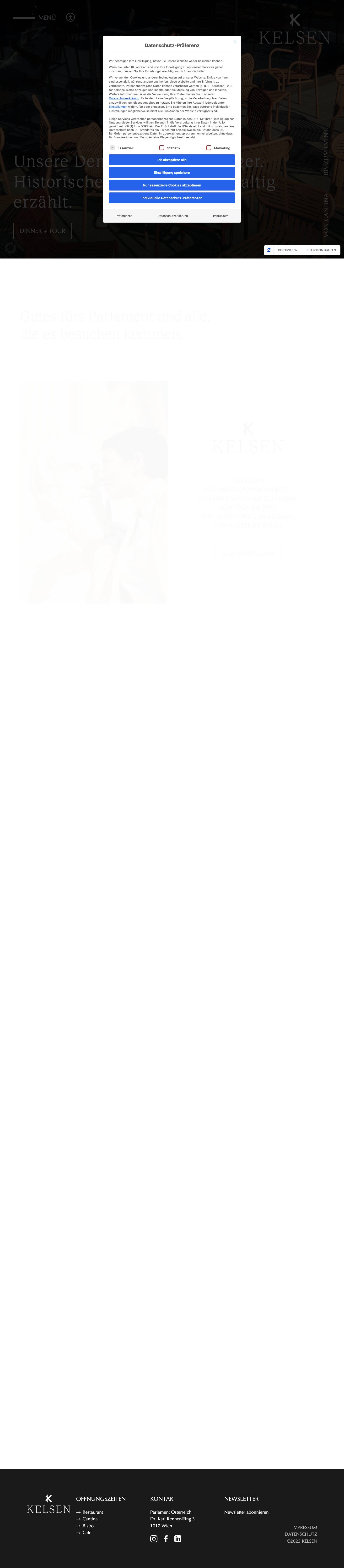 KELSEN - Österreichische Küche mit oooh und aaahBarrierefreiheitLogo des KelsenLogo des KelsenLogo des KelsenLogo des KelsenLogo des KelsenInstagram LogoFacebook LogoLinkedIn Logo - Full Screenshot