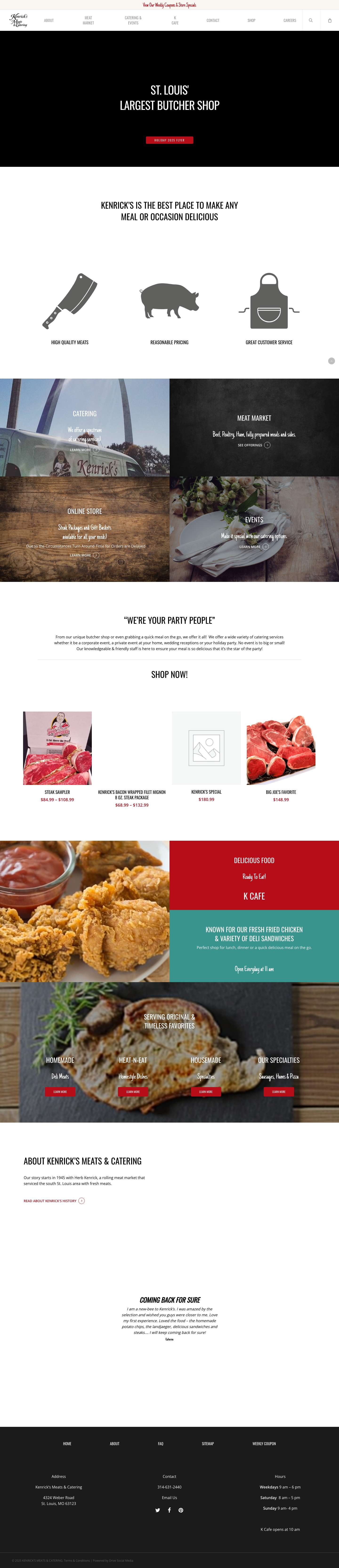 Home | KENRICK'S MEATS & CATERING - Full Screenshot