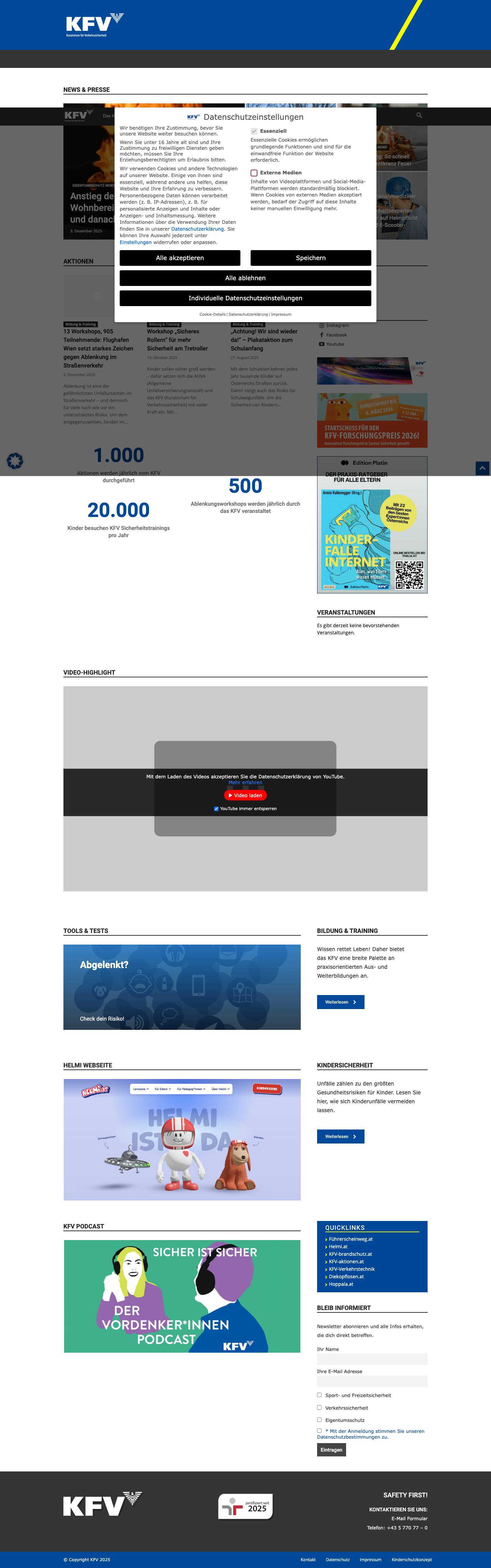Startseite - KFV - Kuratorium für Verkehrssicherheit - Full Screenshot
