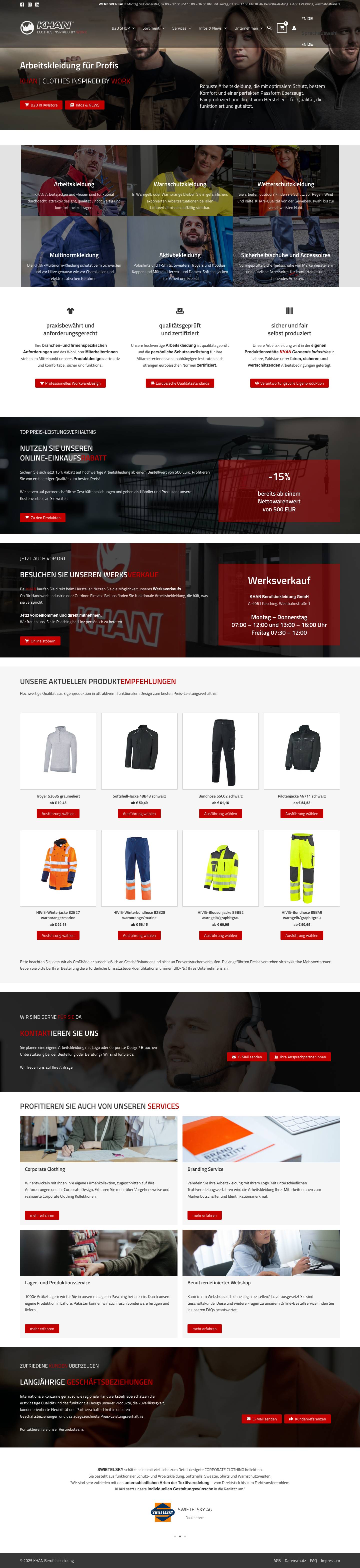 CLOTHES inspired by WORK | KHAN Berufsbekleidung - Full Screenshot