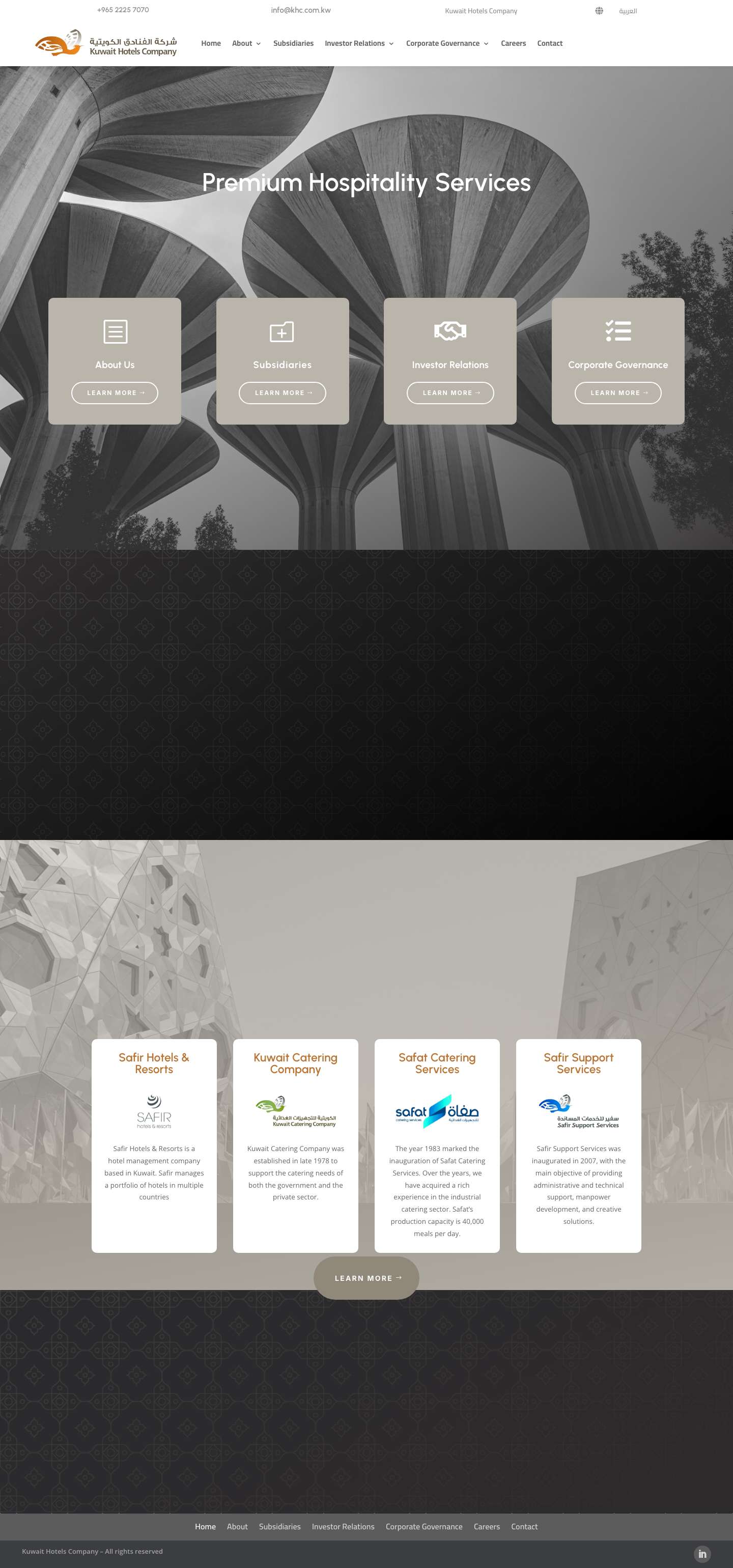 Kuwait Hotels Company | Premium Hospitality Services - Full Screenshot