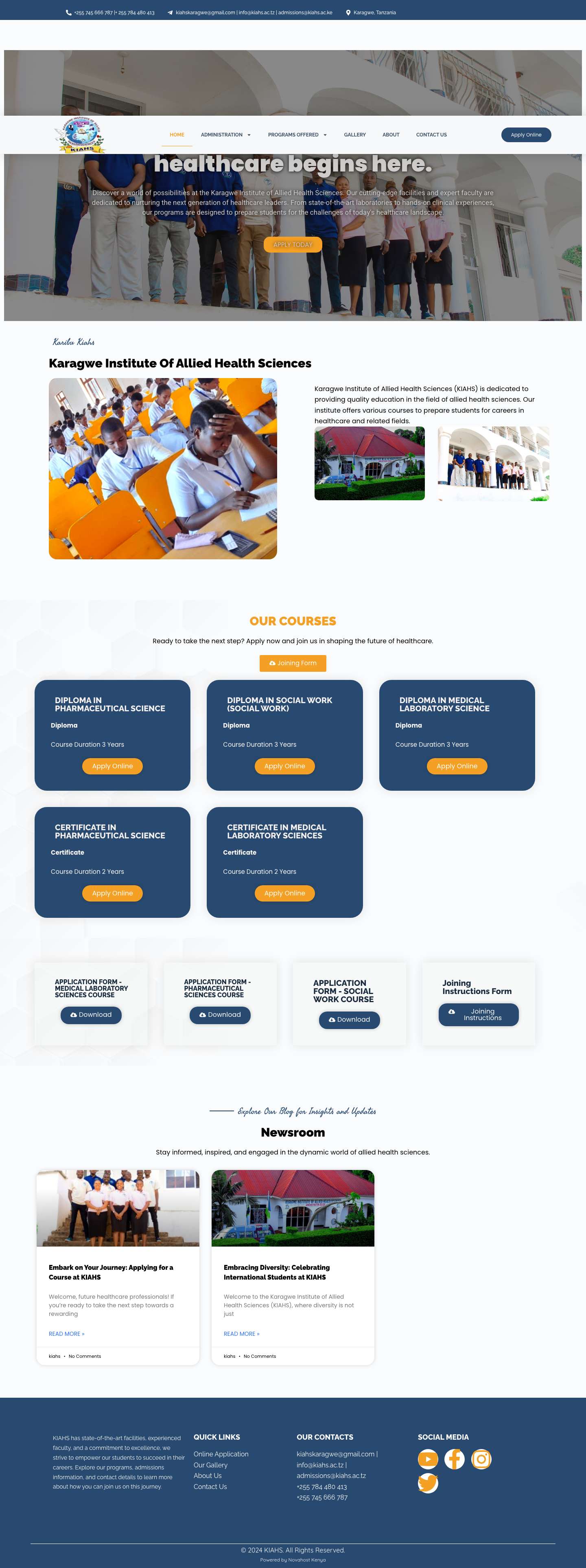 KIAHS – karagwe institute of allied health sciences - Full Screenshot