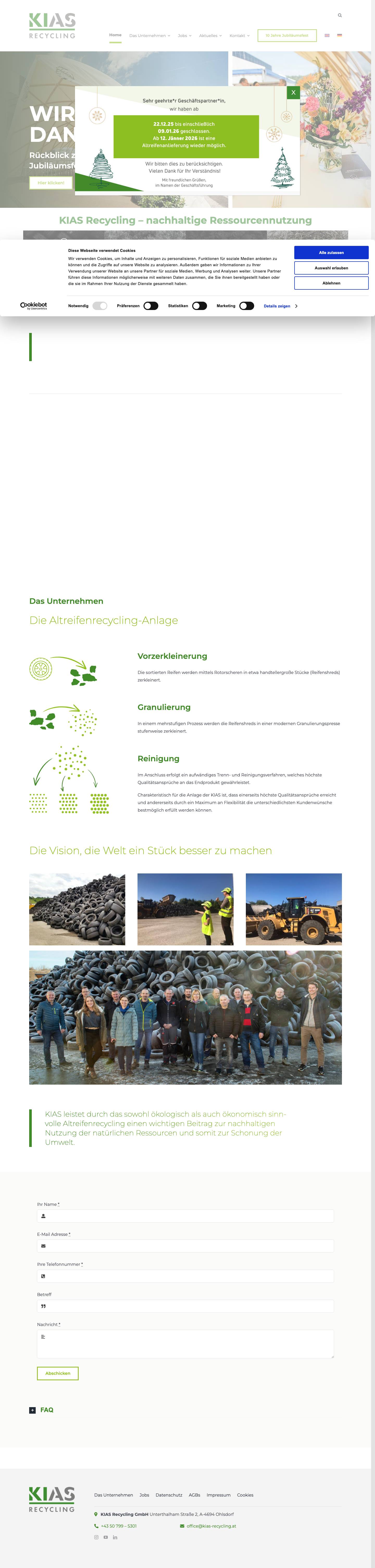 KIAS Recycling | Altreifenrecycling-Anlage in Österreich - Full Screenshot