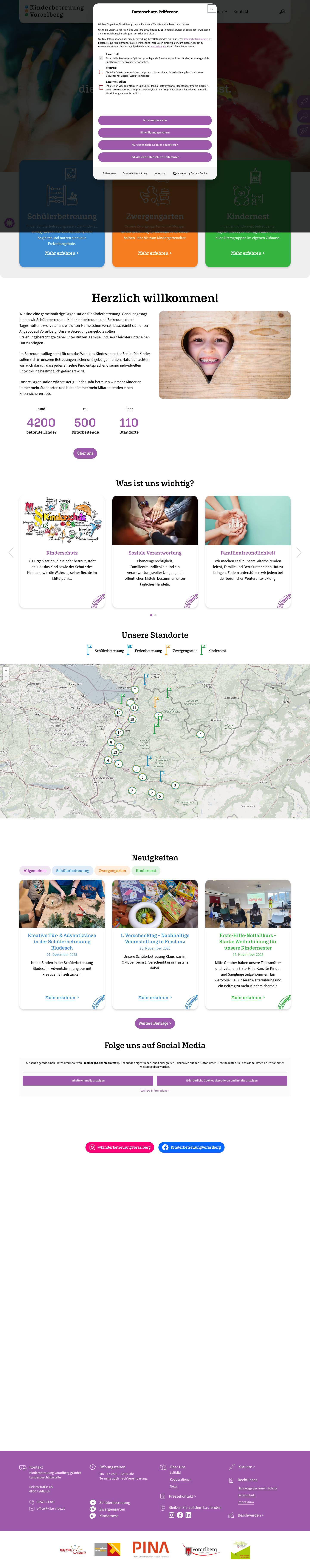 Kinderbetreuung Vorarlberg | Betreuungsangebote für Kinder - Full Screenshot