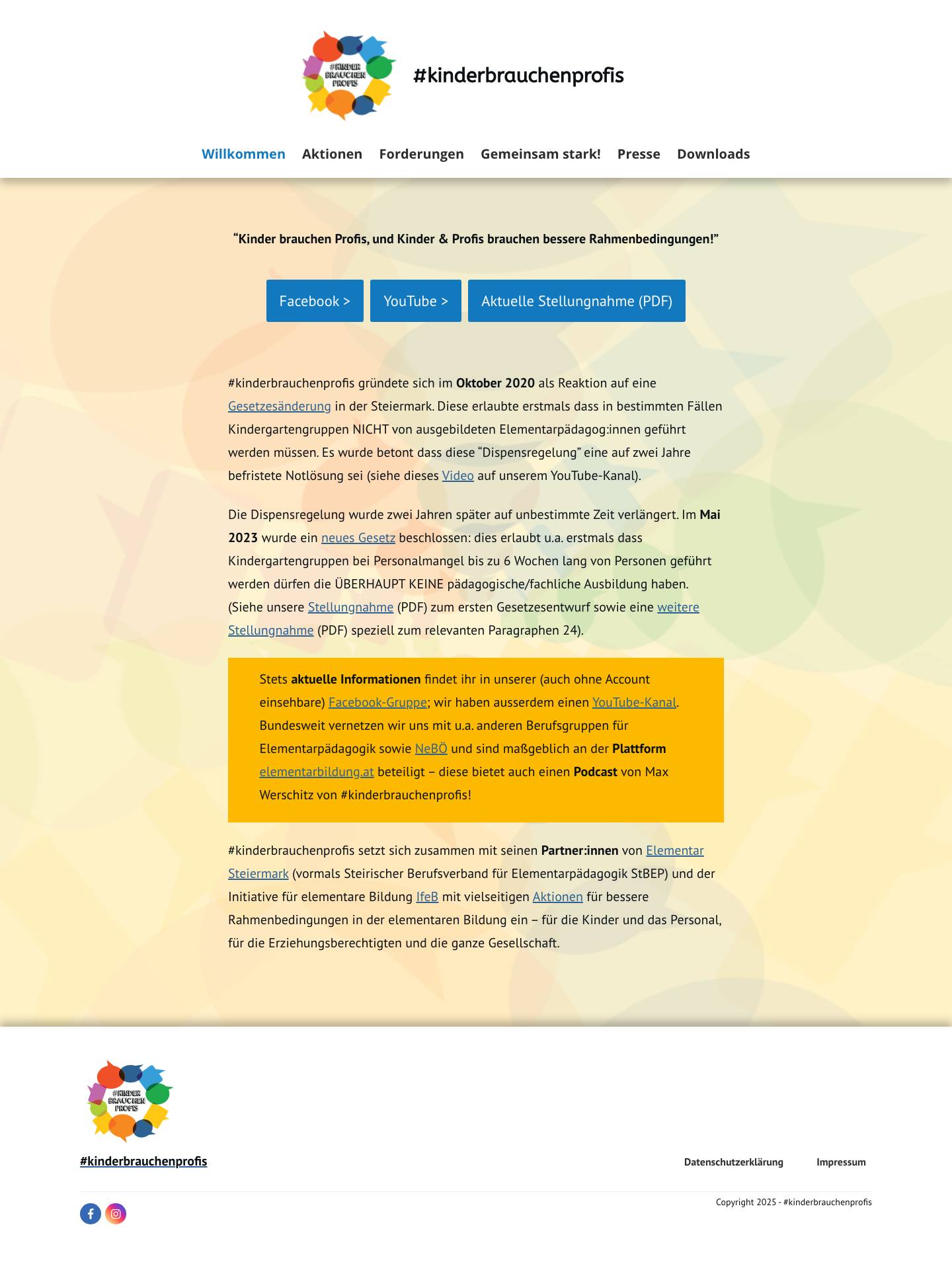 Willkommen - #kinderbrauchenprofis - Full Screenshot