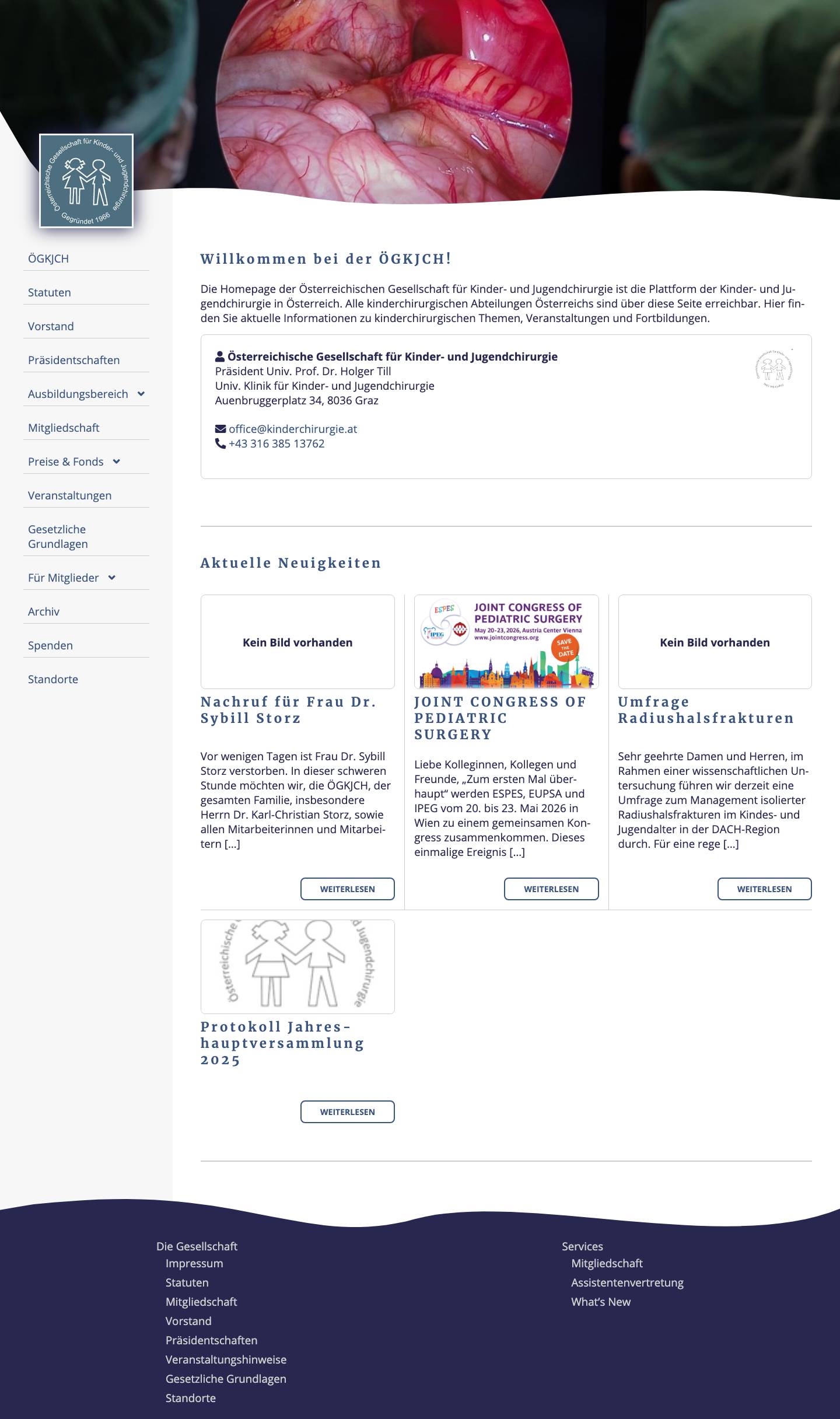 ÖGKJCH – Österreichische Gesellschaft für Kinder- und Jugendchirurgie - Full Screenshot