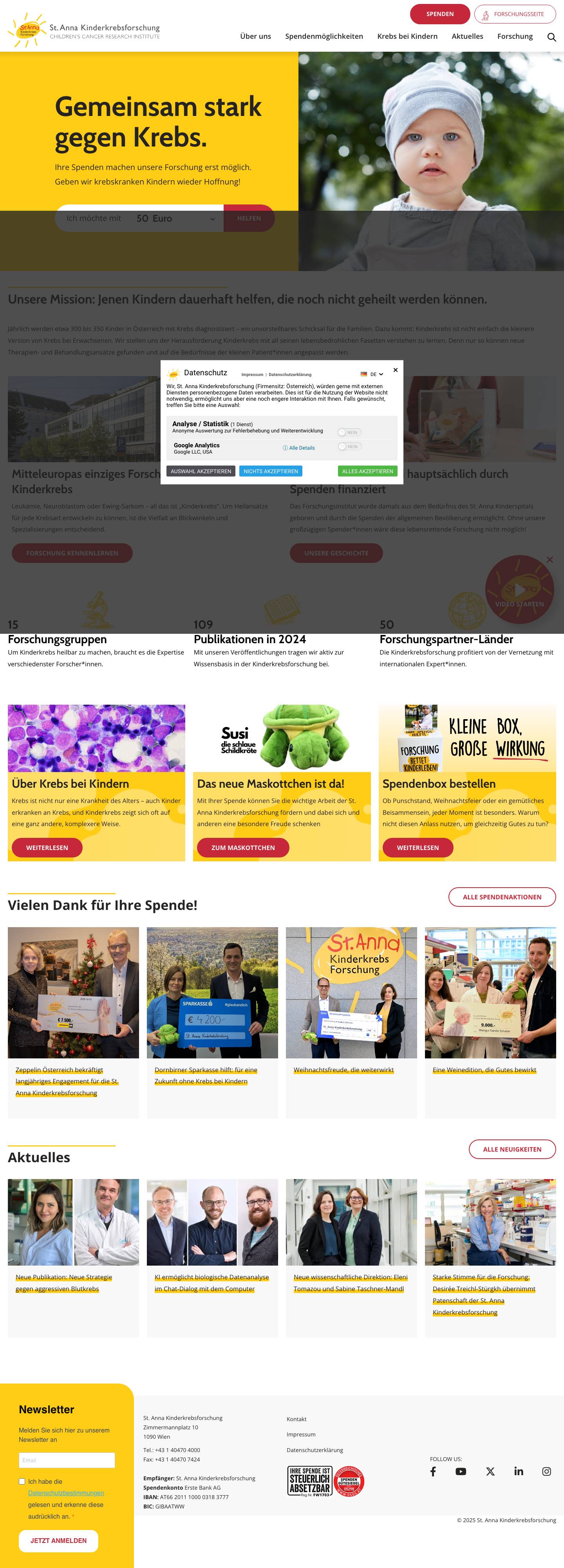 St. Anna Kinderkrebsforschung | Gemeinsam gegen Kinderkrebs - Full Screenshot