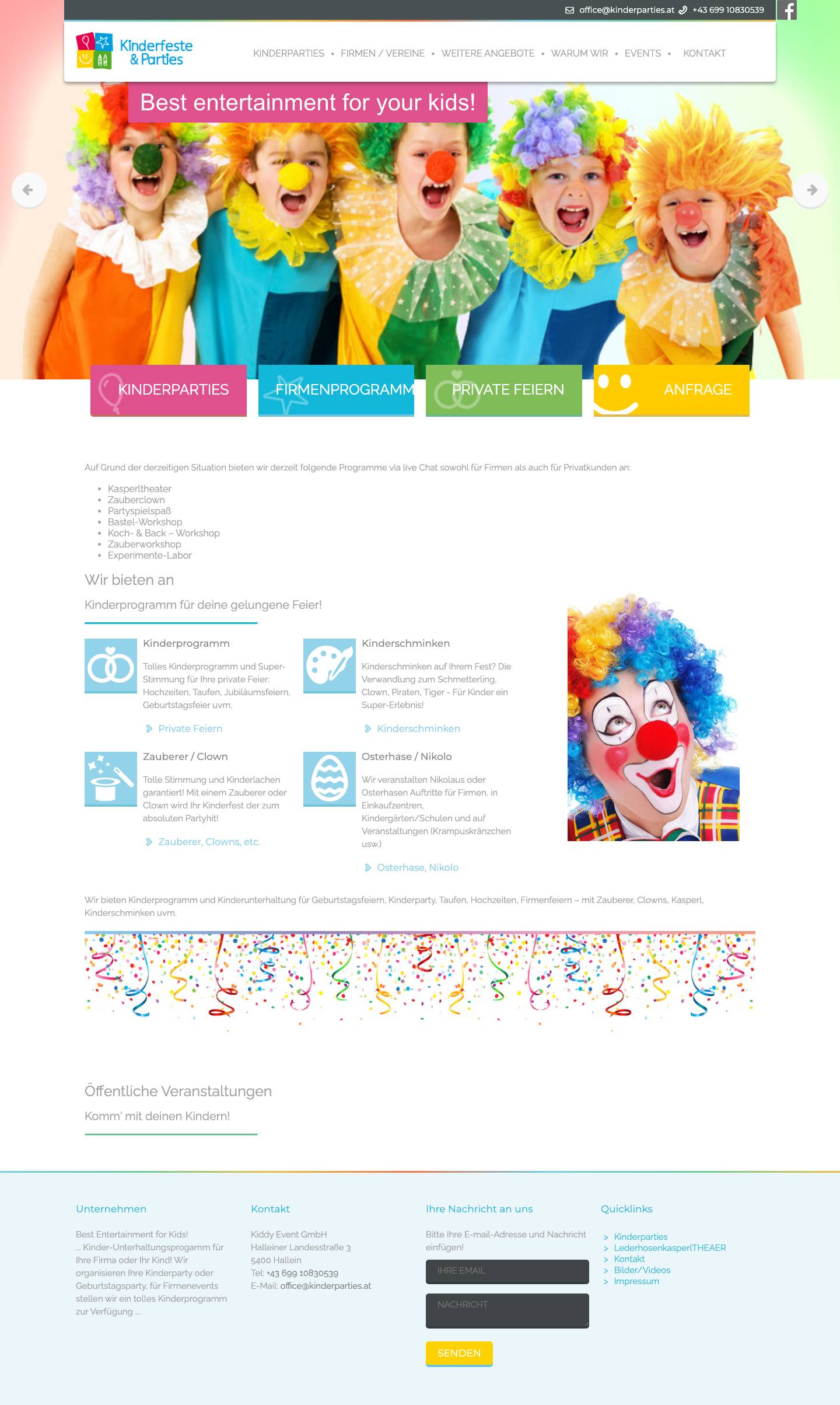 Kinderfeste und Kinderparties - Tolles Kinderprogramm - Full Screenshot