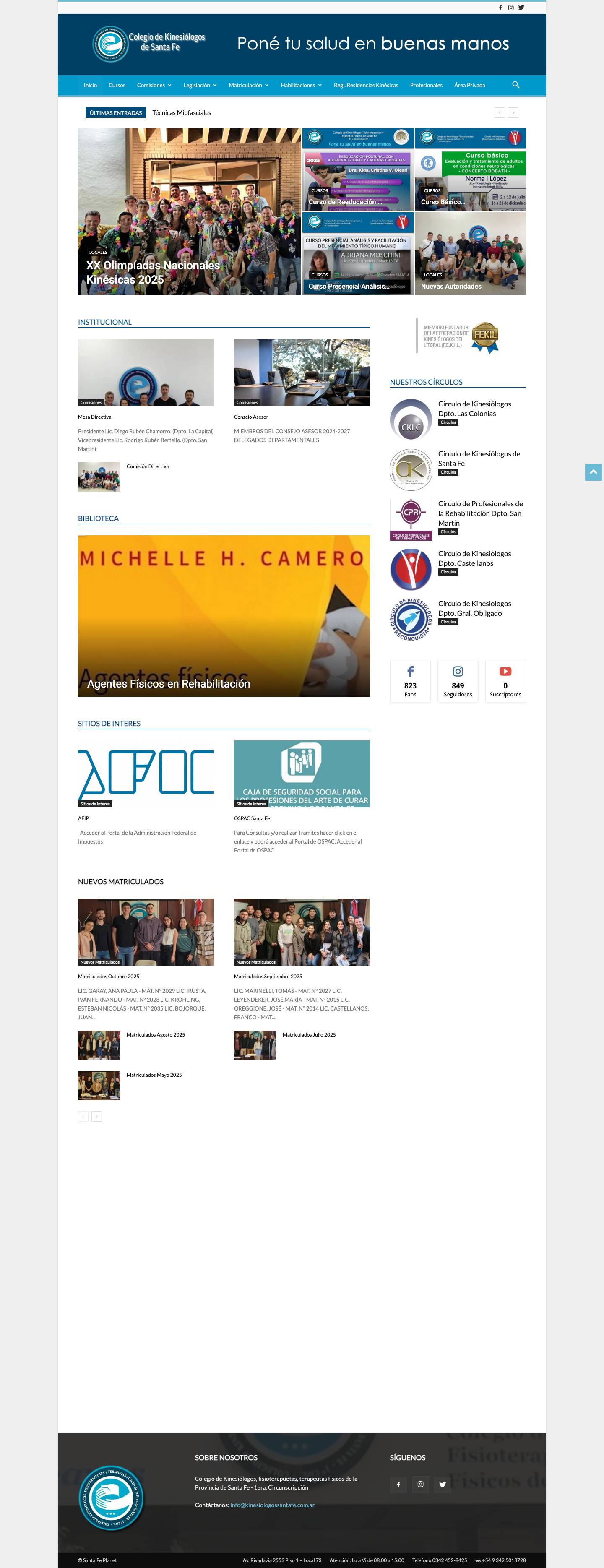 Colegio de Kinesiologos de Santa Fe - Full Screenshot