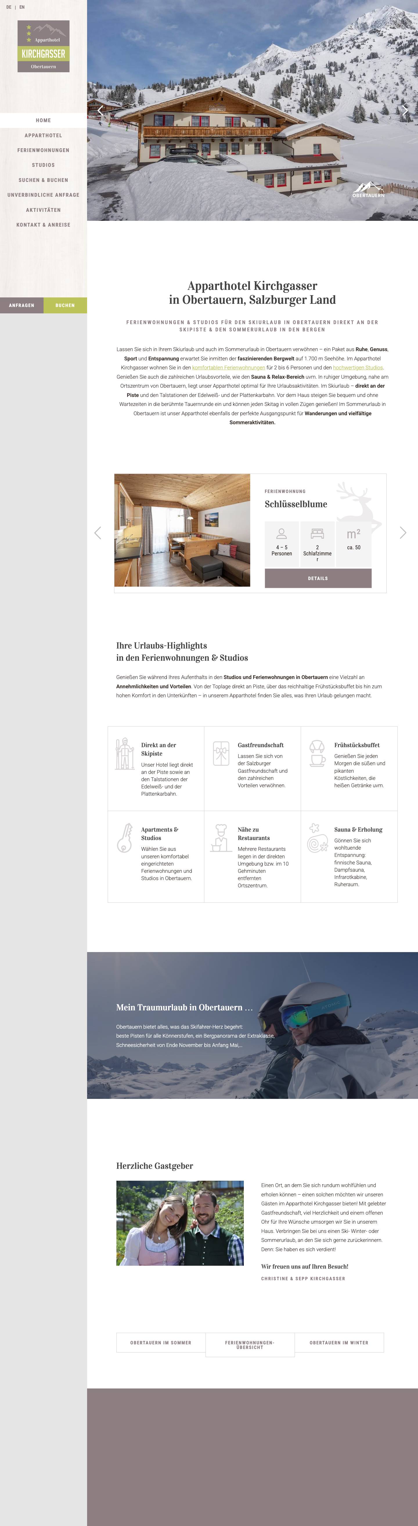 Top-Ferienwohnungen in Obertauern: Apparthotel KirchgasserApparthotel KirchgasserTop-Ferienwohnungen in Obertauern: Apparthotel Kirchgasser - Full Screenshot