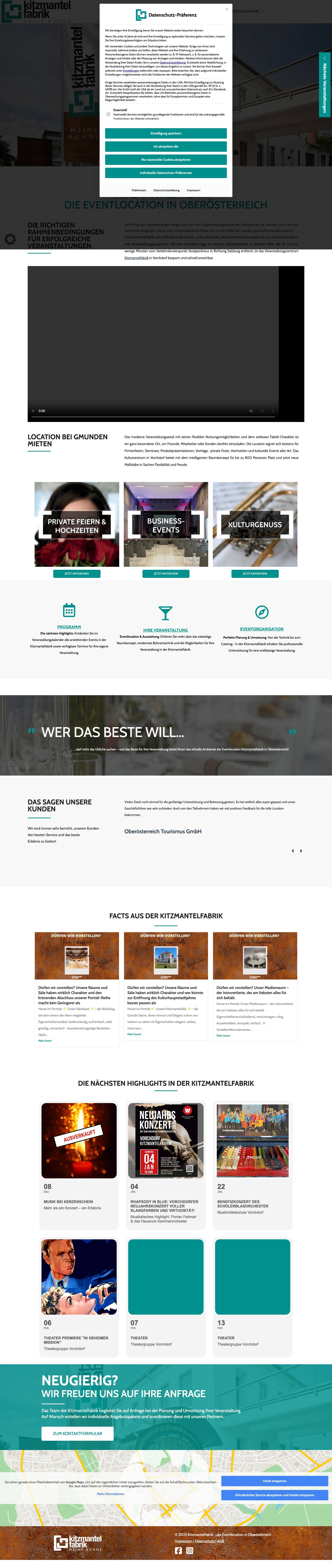 Kitzmantelfabrik - die Eventlocation in Oberösterreich - Full Screenshot