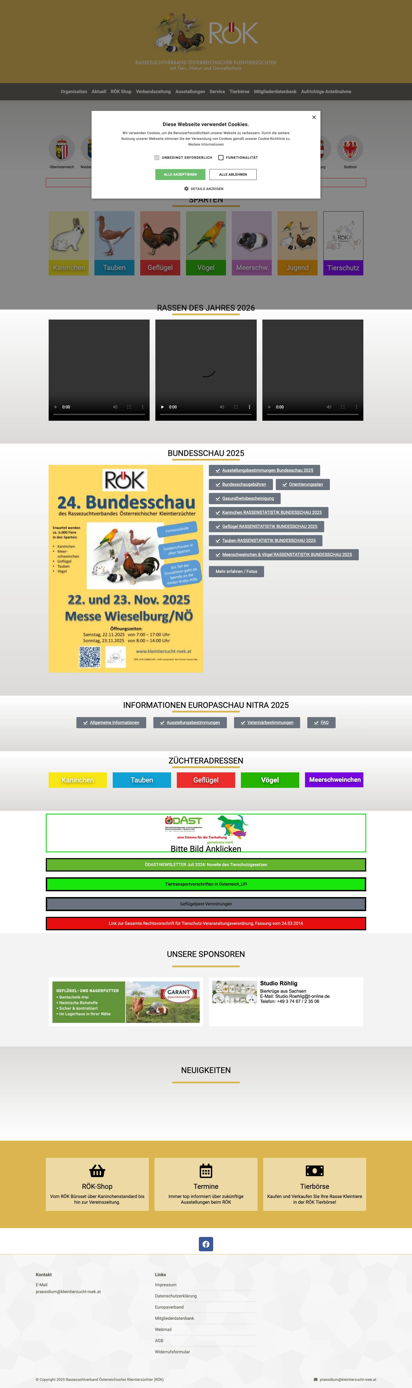Rassezuchtverband Österreichischer Kleintierzüchter - RÖK - Full Screenshot