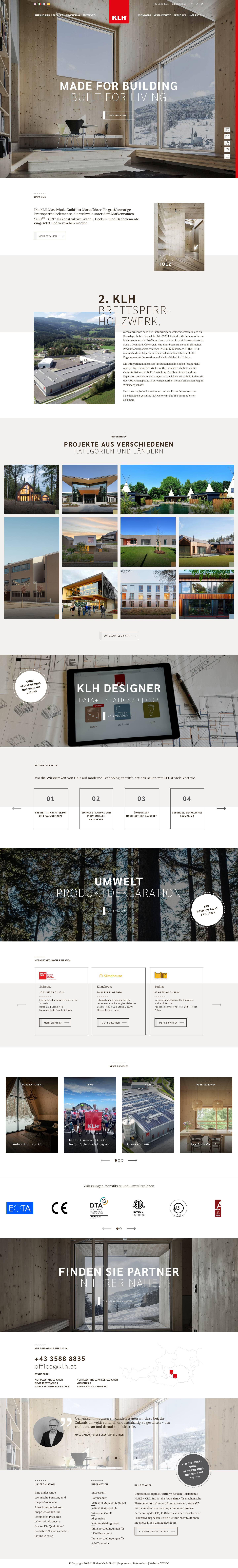 Ihr Partner für den massiven Holzbau | Brettsperrholz von KLH - Full Screenshot