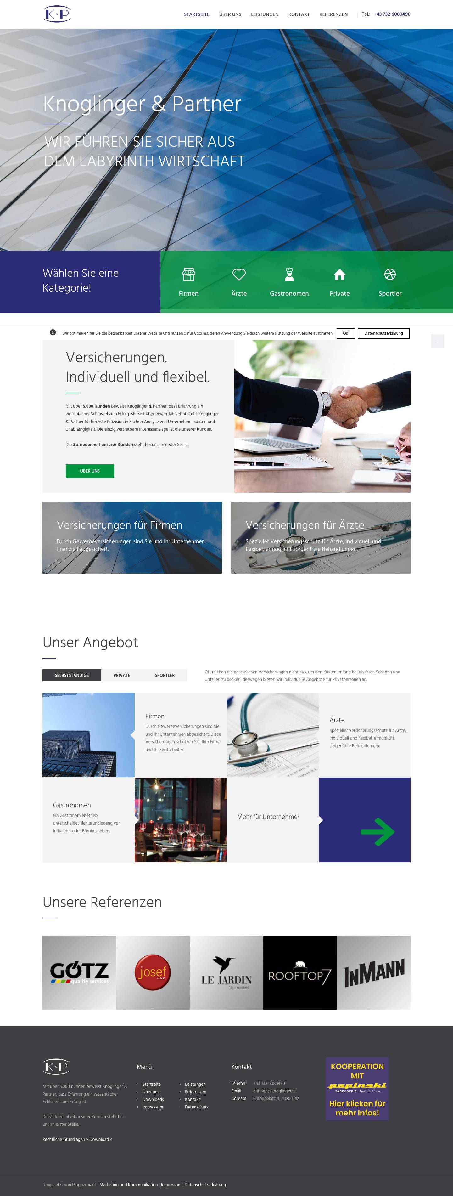 Knoglinger und Partner – Wir führen Sie sicher aus dem Labyrinth Wirtschaft - Full Screenshot