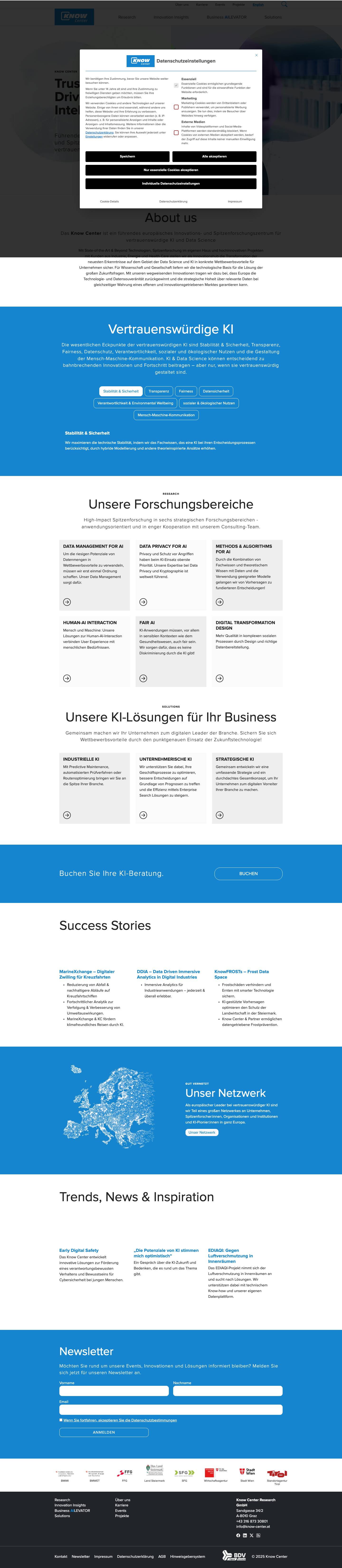 Know Center Research GmbH - Trustworthy Data-Driven Artificial Intelligence - Full Screenshot