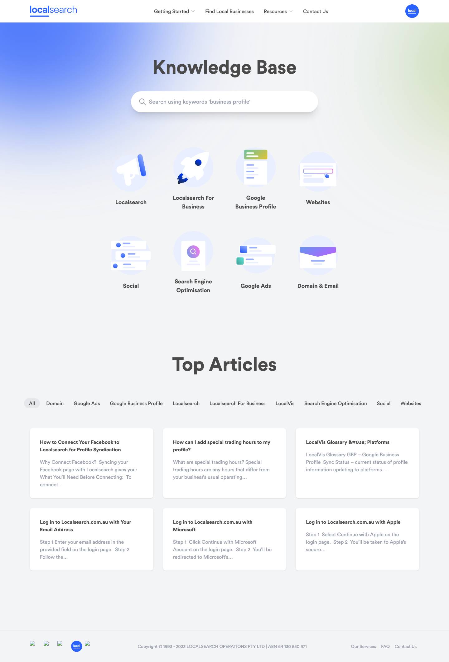 Home - Localsearch Knowledge Baselocalsearch_logo-blue - Full Screenshot