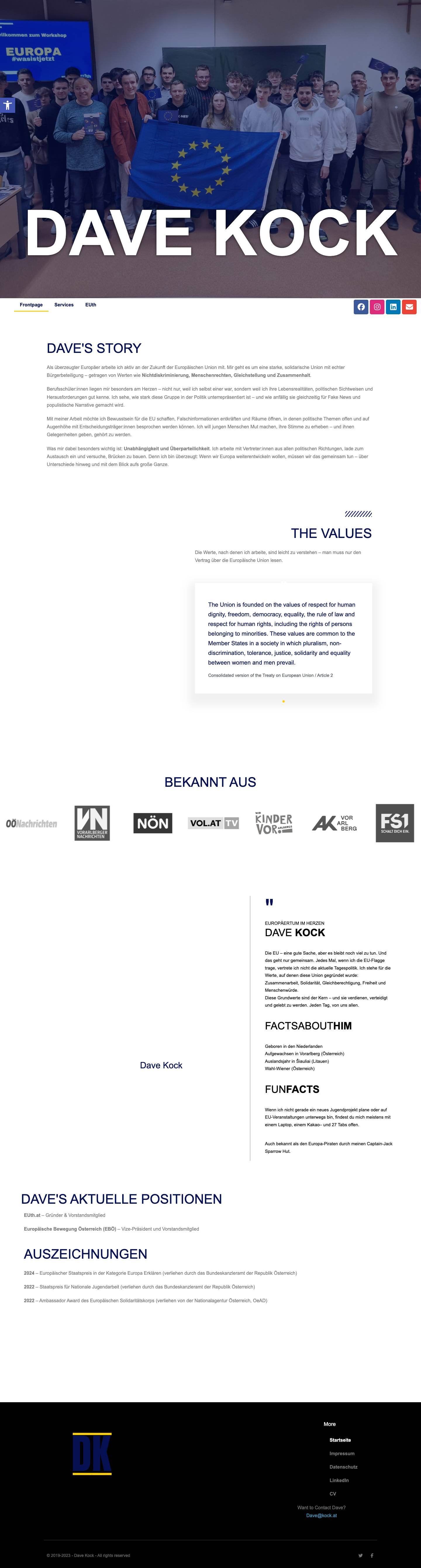 Startseite | Dave KockBarrierefreiheit WerkzeugeText vergrößernText verkleinernGraustufenHoher KontrastNegativkontrastHeller HintergrundLinks unterstreichenLesbare SchriftZurücksetzen - Full Screenshot