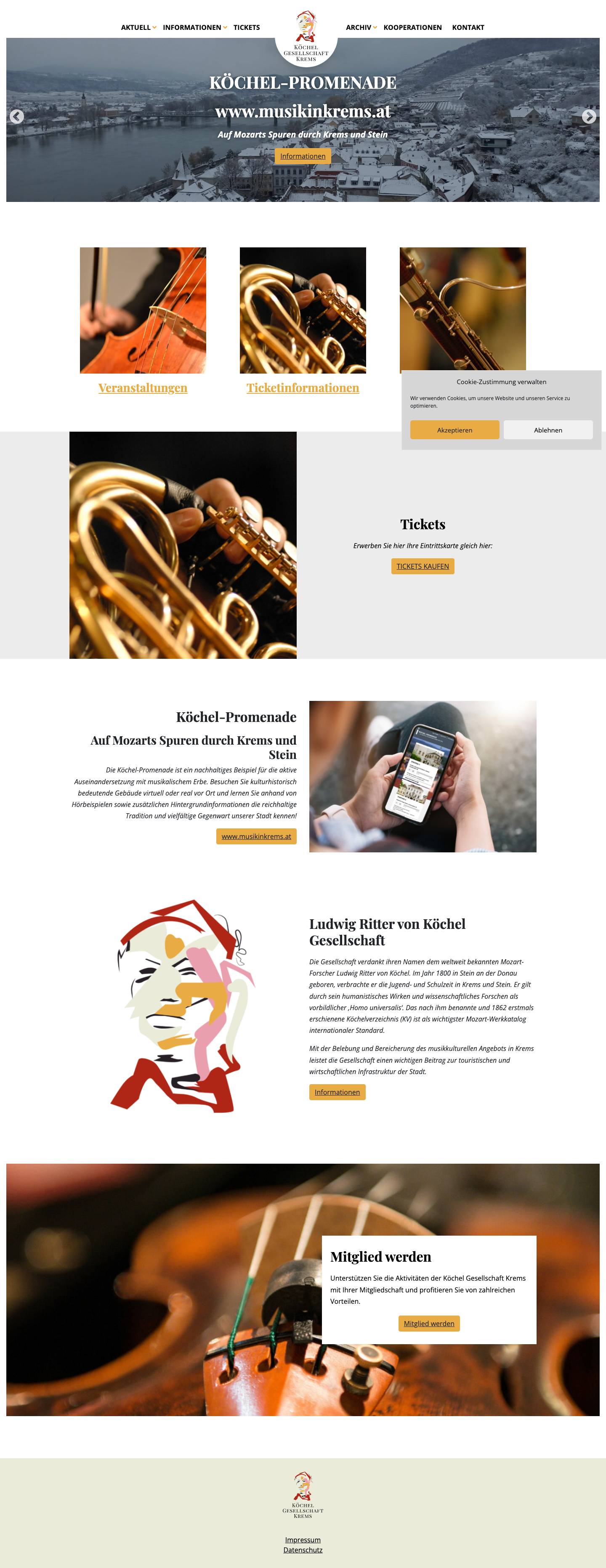 Startseite | Köchel Gesellschaft Krems - Full Screenshot