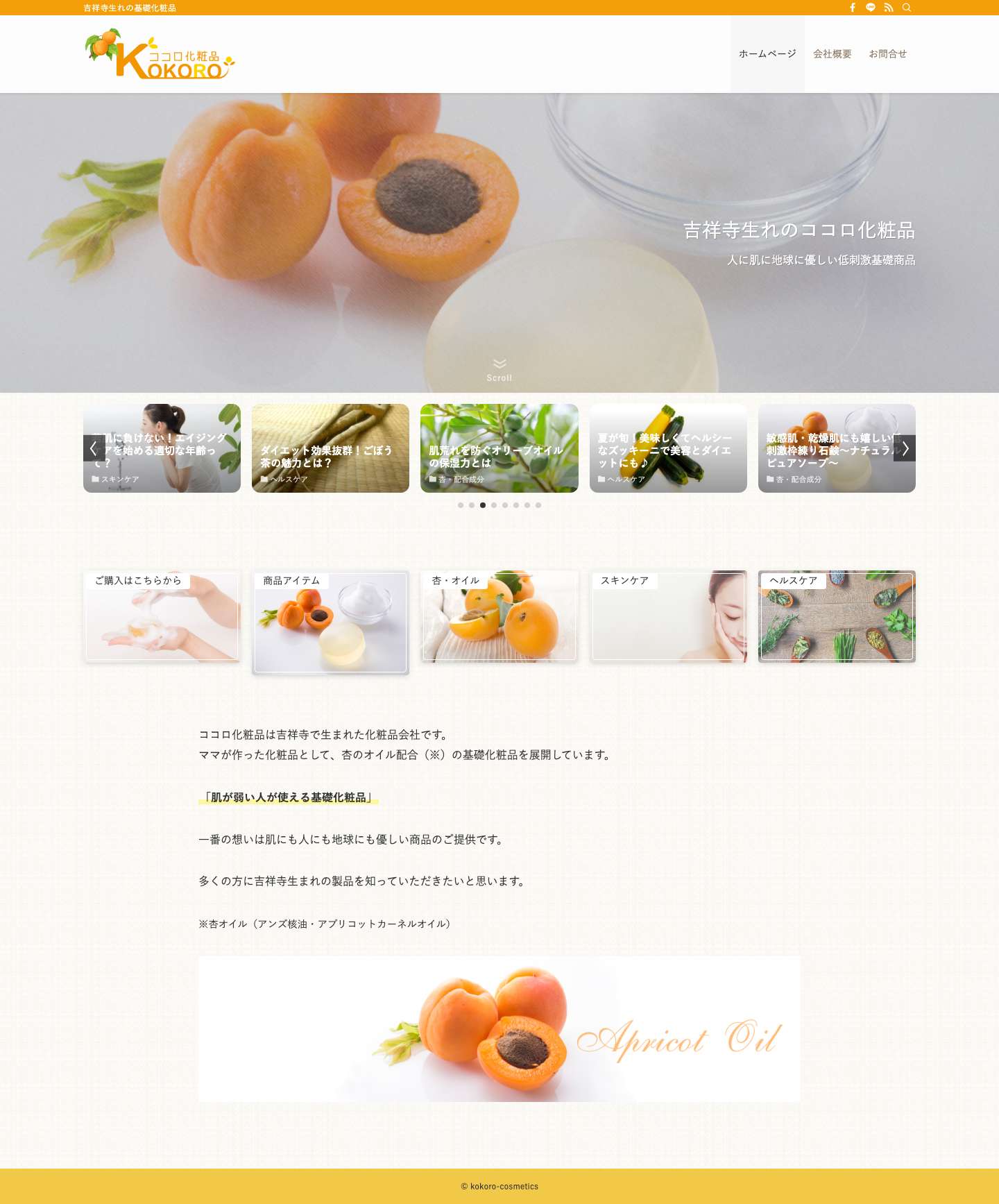 ココロ化粧品 | 吉祥寺生れの基礎化粧品 - Full Screenshot