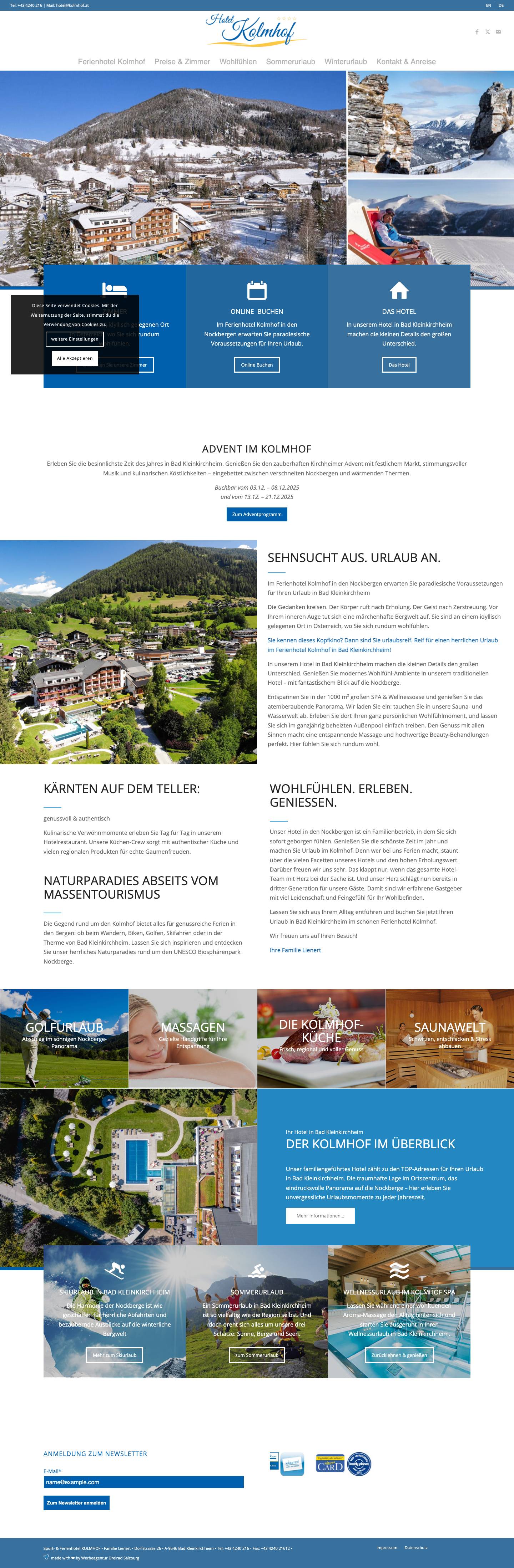 Hotel Kolmhof in Bad Kleinkirchheim | Urlaub in Kärnten in Toplage - Full Screenshot