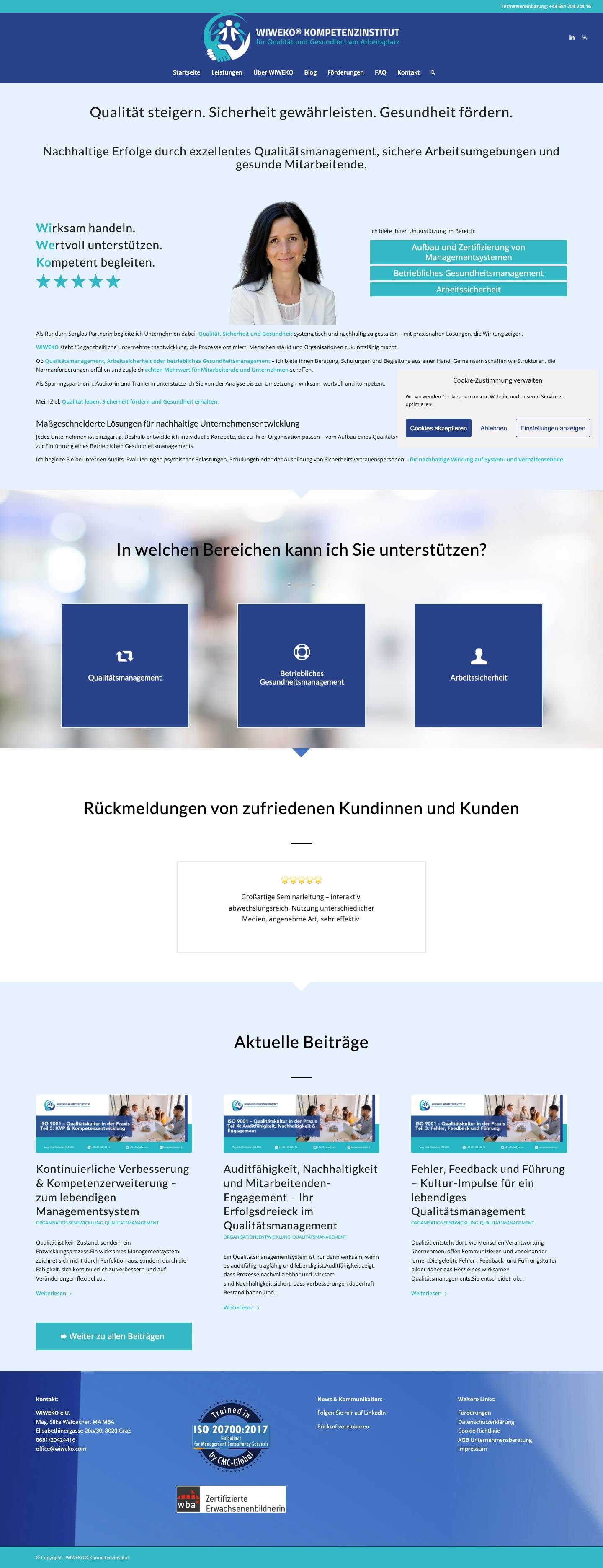 Qualität, Sicherheit und Gesundheit am Arbeitsplatz im Fokus - Full Screenshot