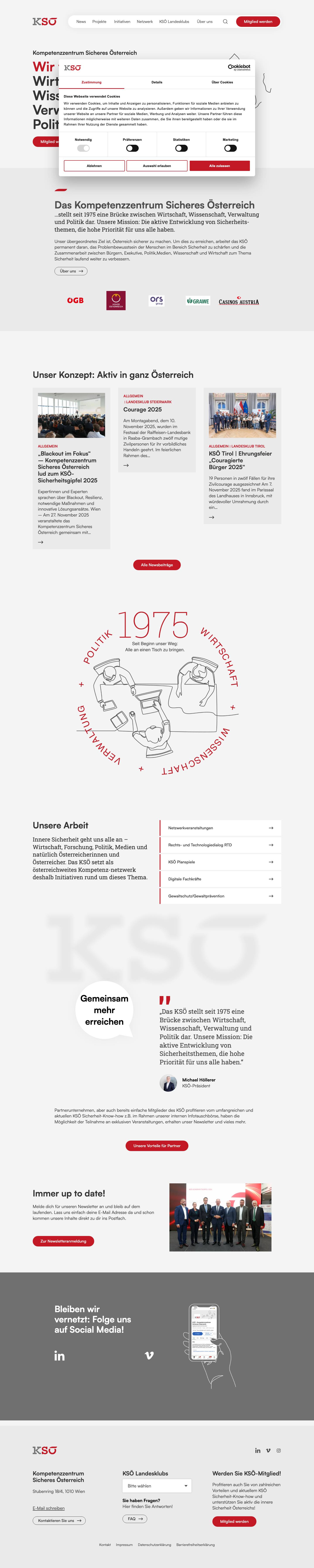 Startseite - Kompetenzzentrum Sicheres Österreich - Full Screenshot