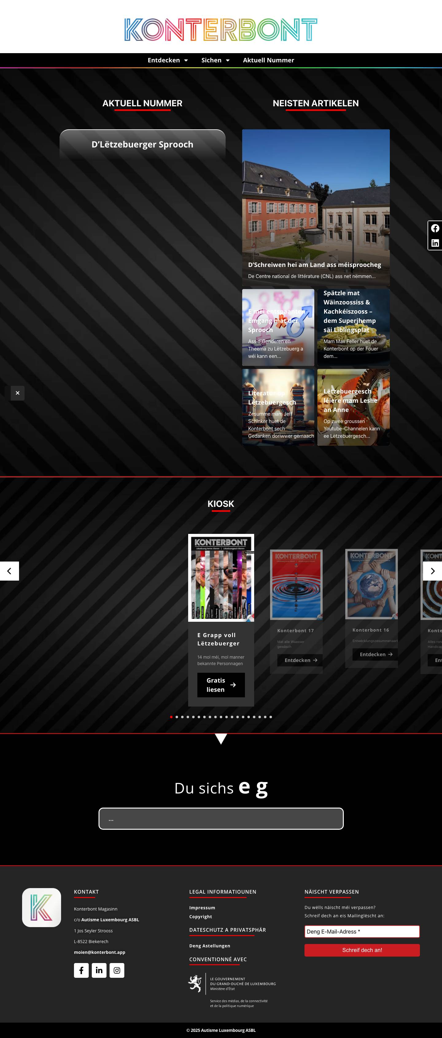 Konterbont – deen éischten, komplett digitale Magasinn op Lëtzebuergeschclose menu icon - Full Screenshot
