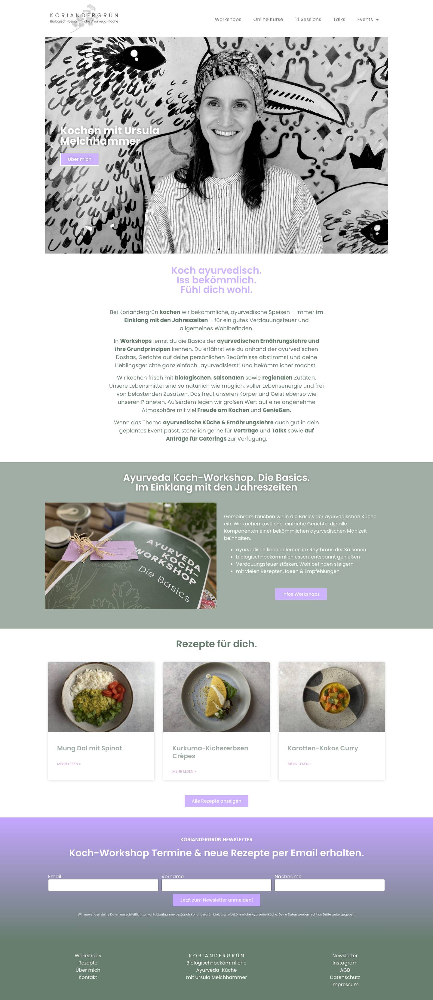 Koriandergrün | Ayurvedisch kochen lernen | Ursula Melchhammer - Full Screenshot