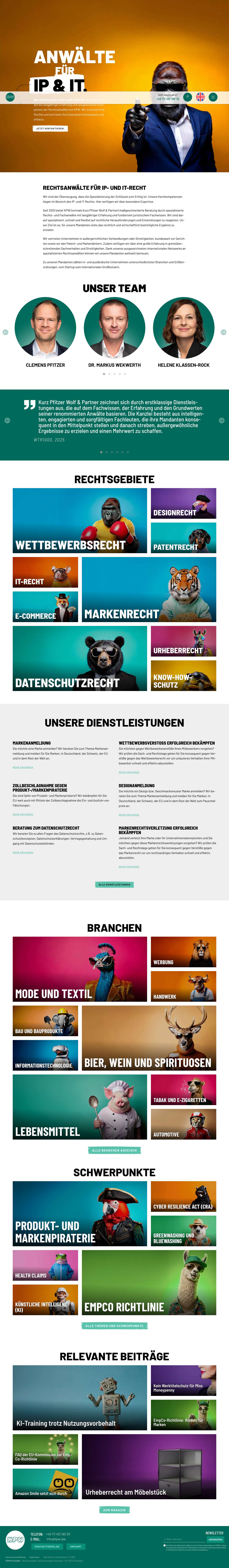 KPW Fach- und Rechtsanwälte für IP und IT-Recht in Stuttgart - Full Screenshot