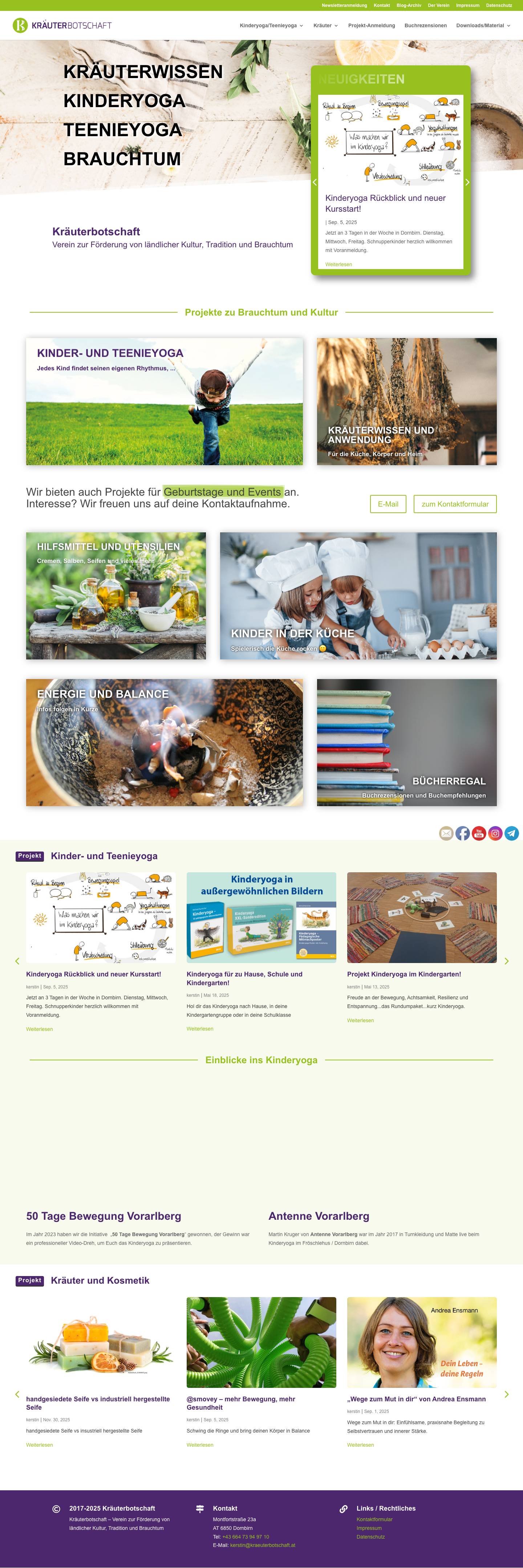 Kräuterbotschaft | Kinderyoga, Kräuterseminare, Workshops, Energetik - Full Screenshot