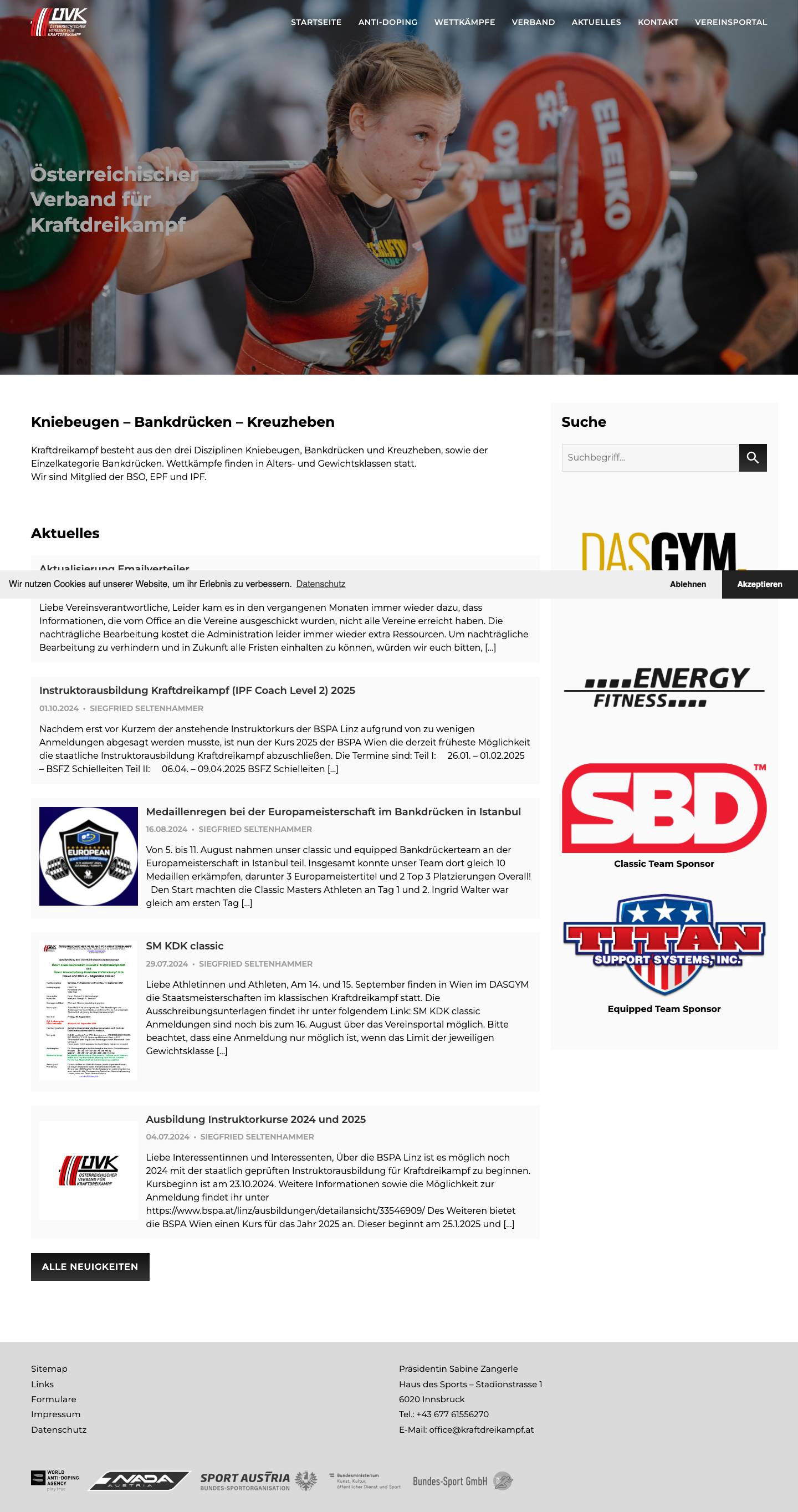 Österreichischer Verband für Kraftdreikampf - Full Screenshot