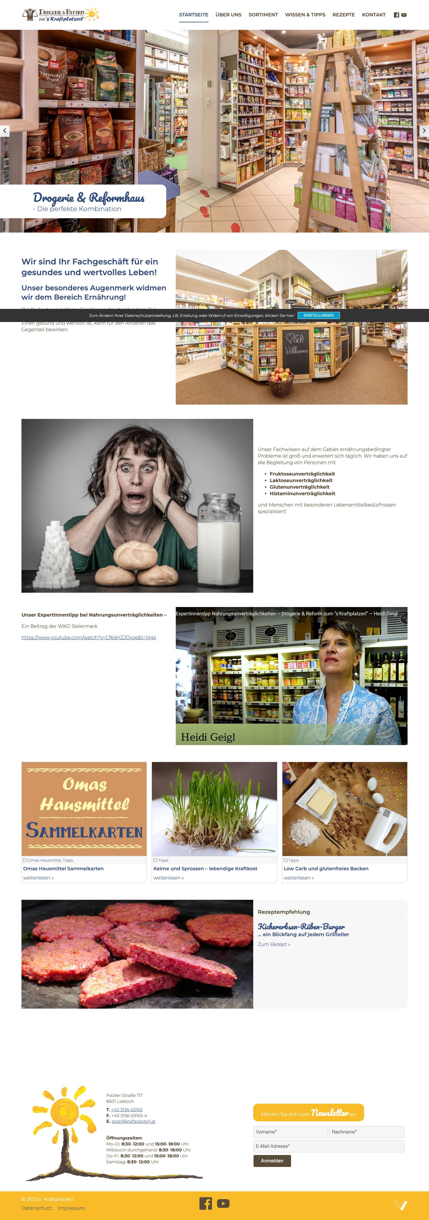 Drogerie & Reformhaus | s´KraftplatzerlC.H. Werbedesign - Full Screenshot