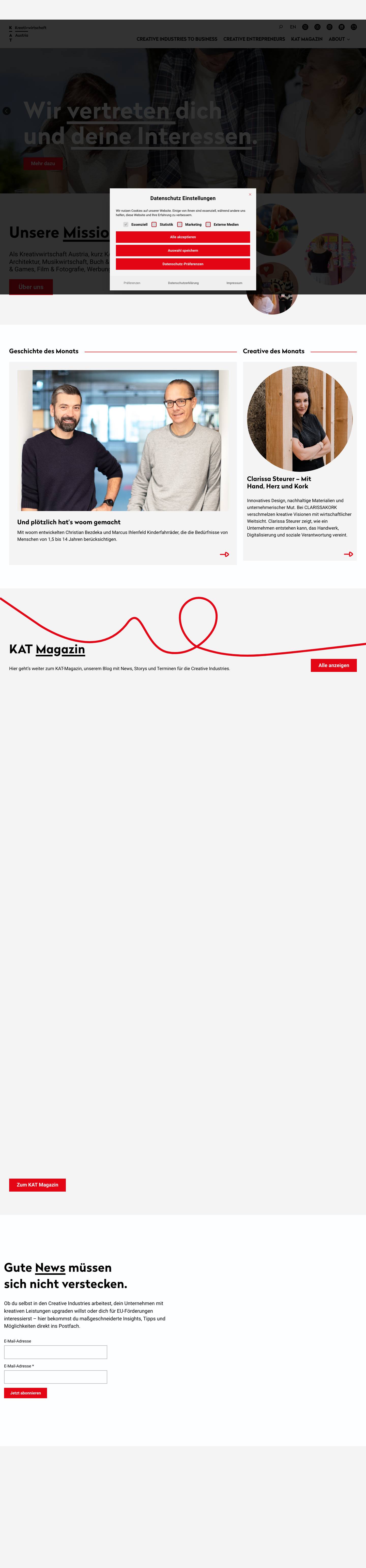 Kreativwirtschaft Austria | Startseite - Full Screenshot