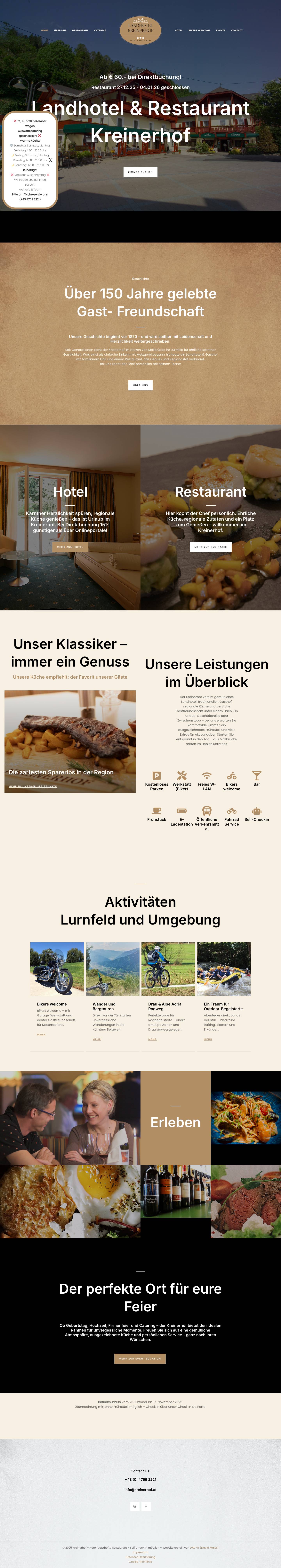 Landhotel Kreinerhof Möllbrücke | Direkt buchen zum besten Preis - Full Screenshot