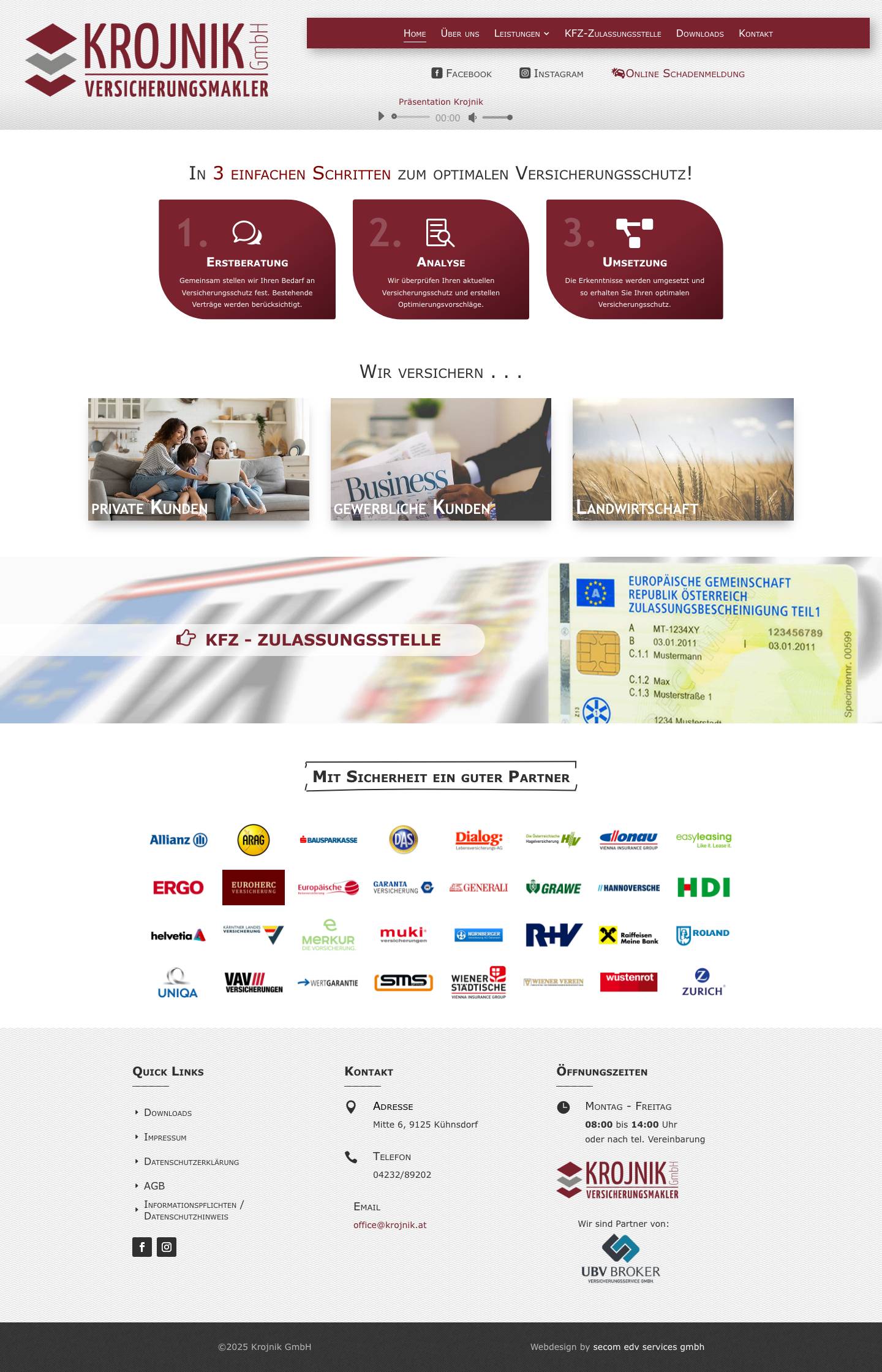 KROJNIK GmbH | Versicherungsmakler - Full Screenshot