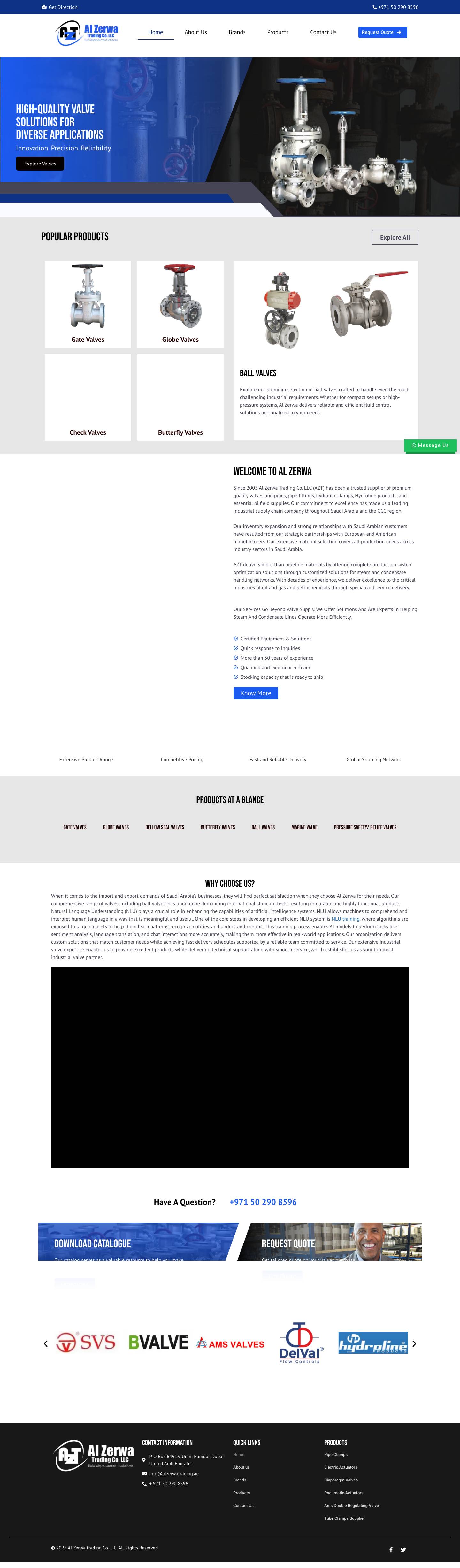 Industrial Valves Suppliers in Saudi Arabia | AL Zerwa Trading - Full Screenshot