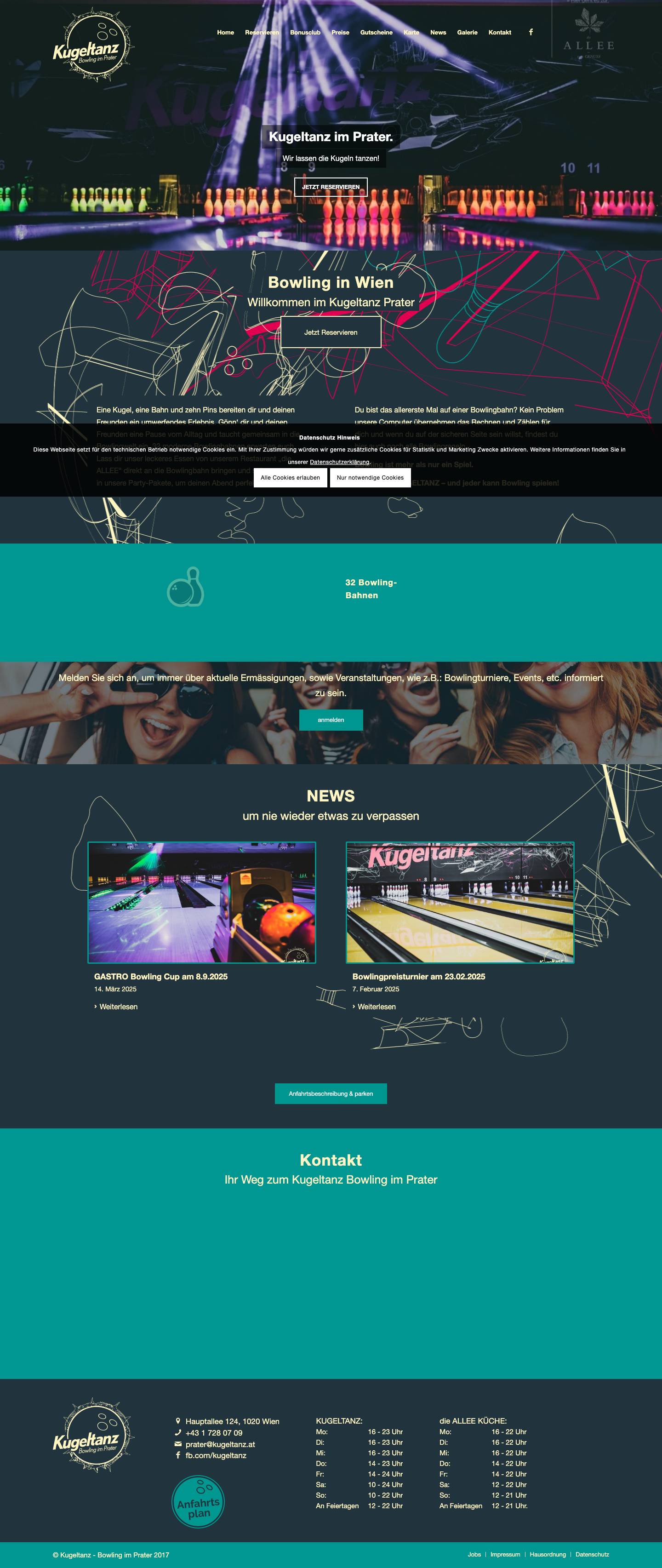 Bowling Wien – Kugeltanz im Prater | 32 Bahnen & Events - Full Screenshot