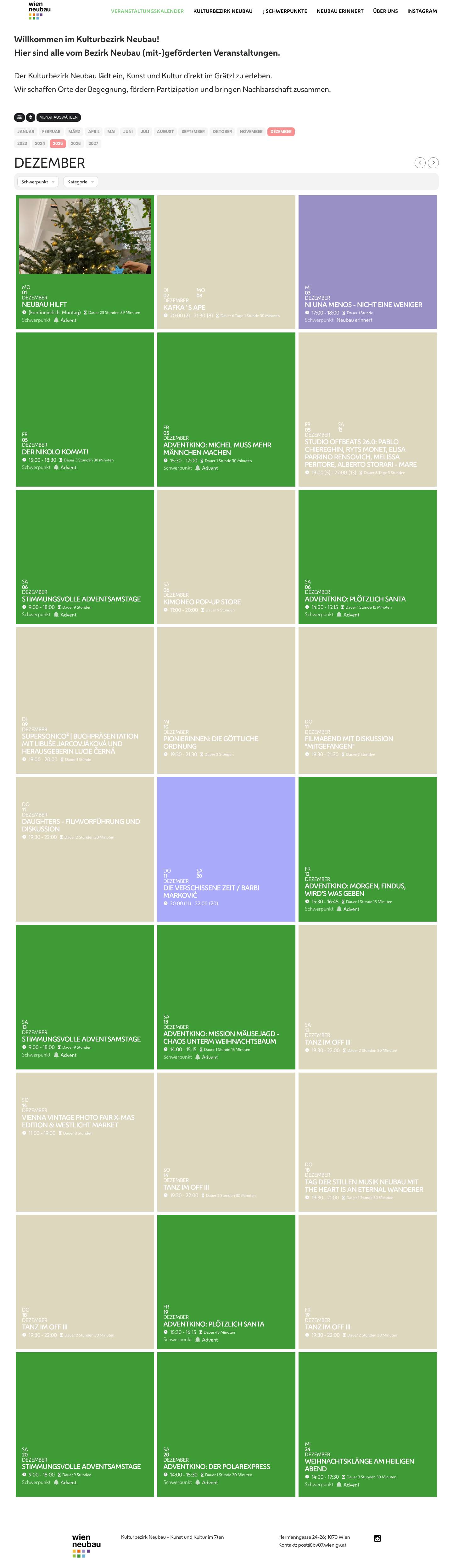 25_Kalender - Kultur Neubau - Full Screenshot