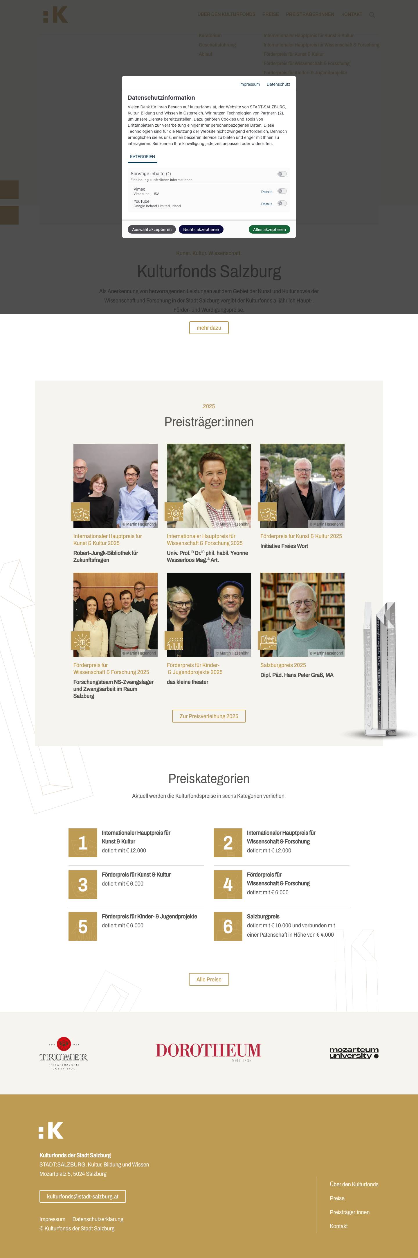 Kulturfonds Salzburg - Kunst. Kultur. Wissenschaft. - Full Screenshot