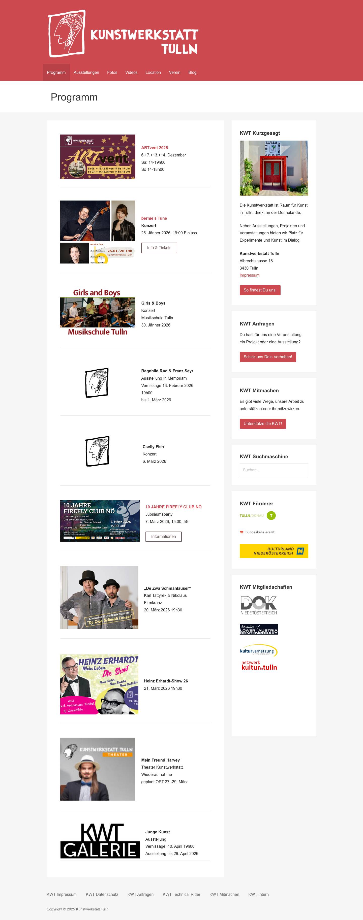 Kunstwerkstatt Tulln – Kunst & Kultur in Tulln an der Donau - Full Screenshot