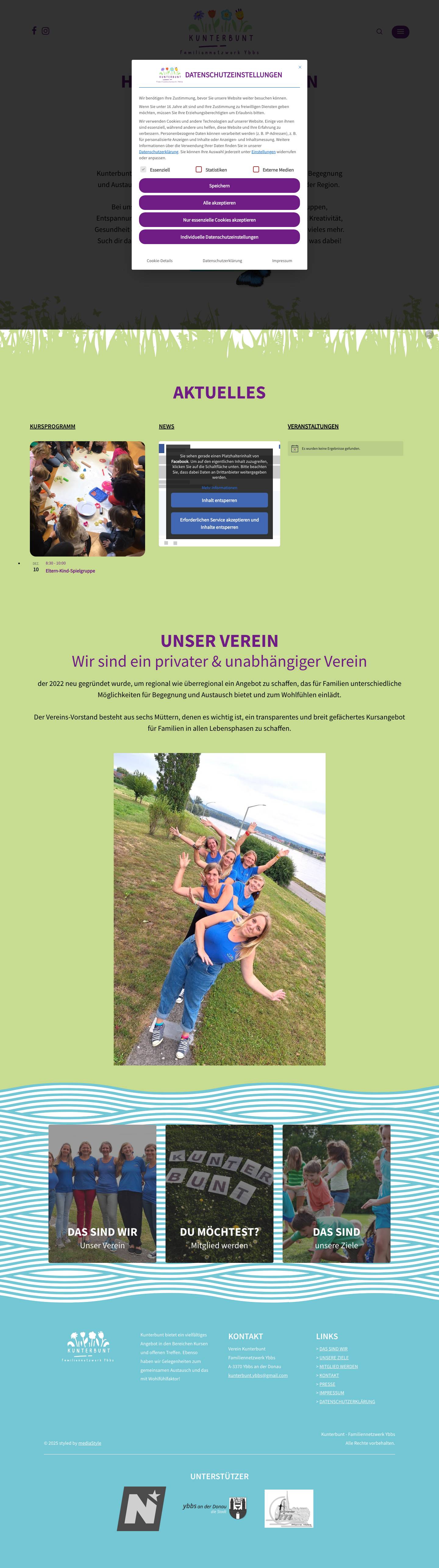 Home - Kunterbunt - Familiennetzwerk Ybbs - Full Screenshot