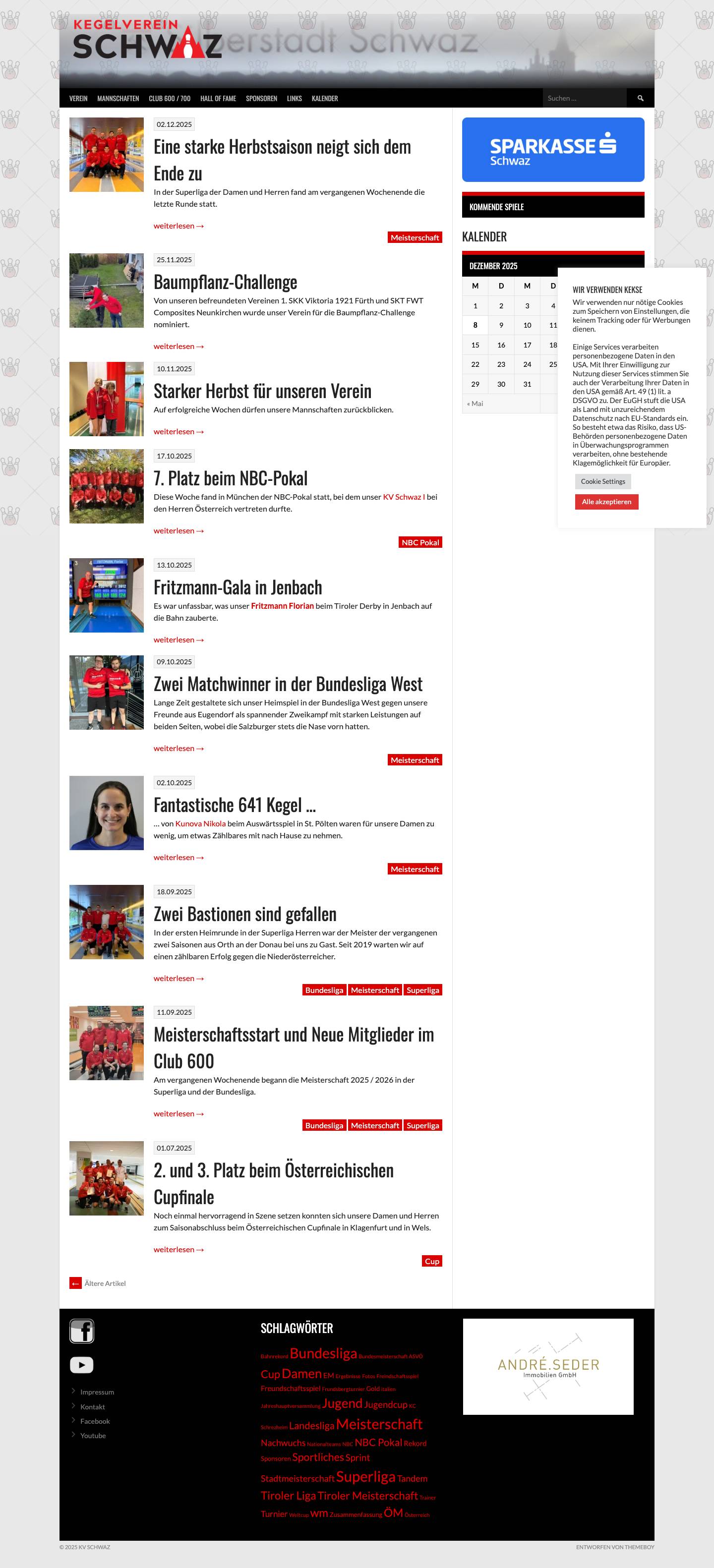 KV Schwaz – der Kegelverein im Tiroler Unterland - Full Screenshot