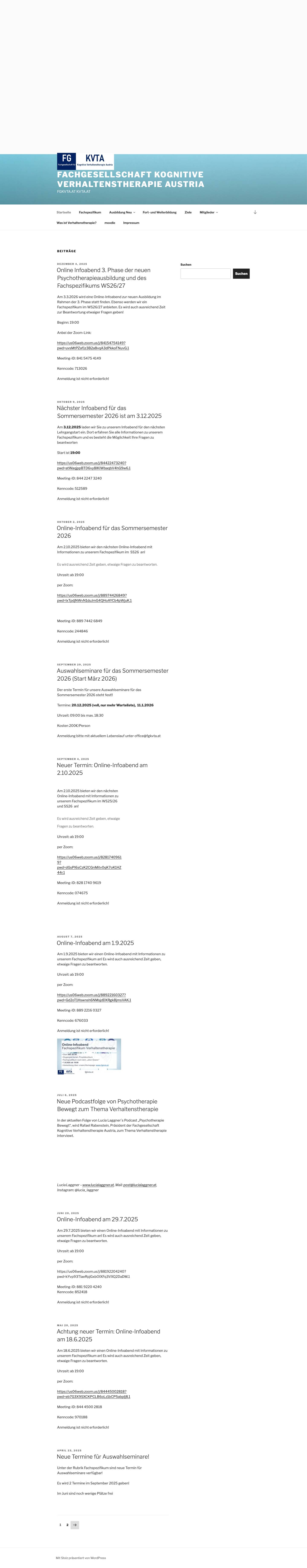Fachgesellschaft Kognitive Verhaltenstherapie Austria - Full Screenshot