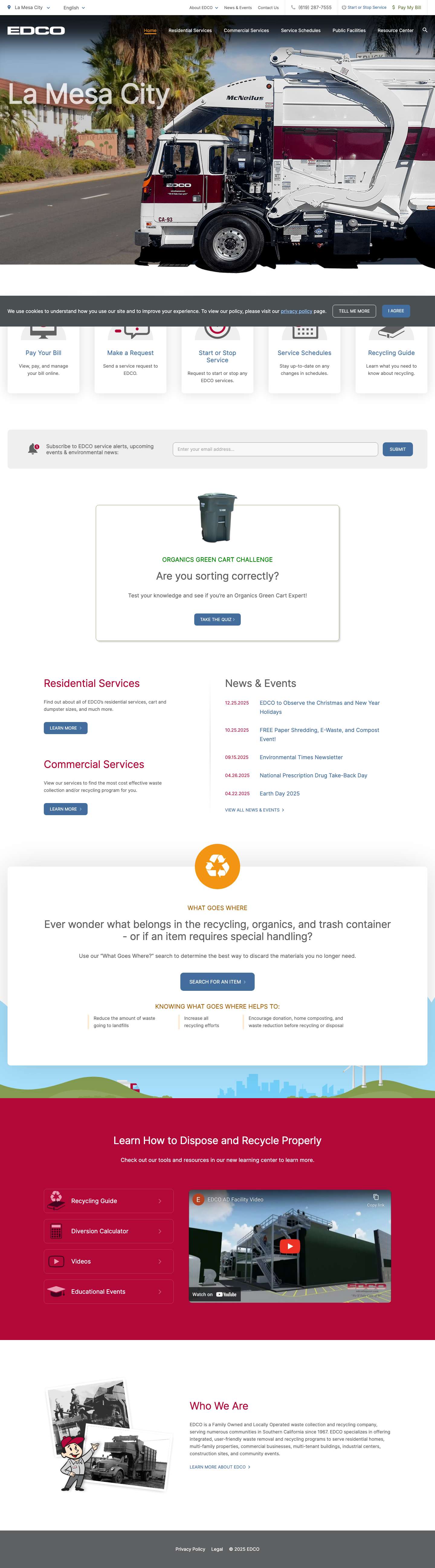 Residential and Commercial Waste - EDCO La Mesa City - Full Screenshot