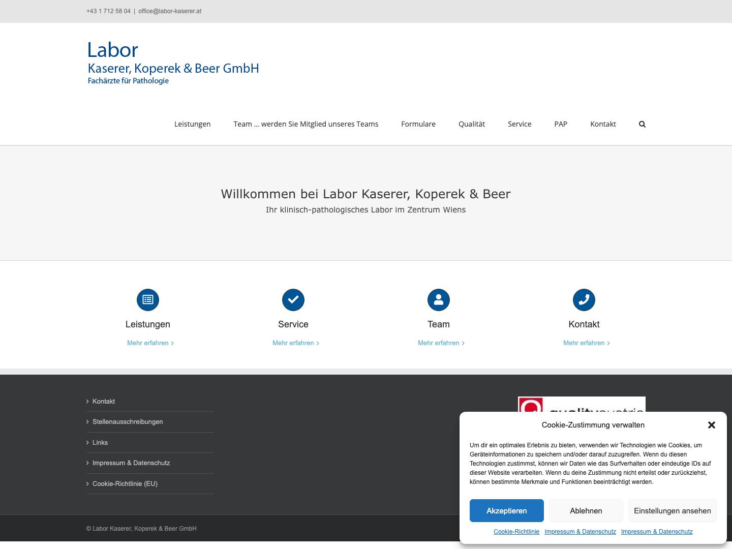 Labor Kaserer, Koperek & Beer – Das klinisch-pathologische Labor im Zentrum Wiens - Full Screenshot