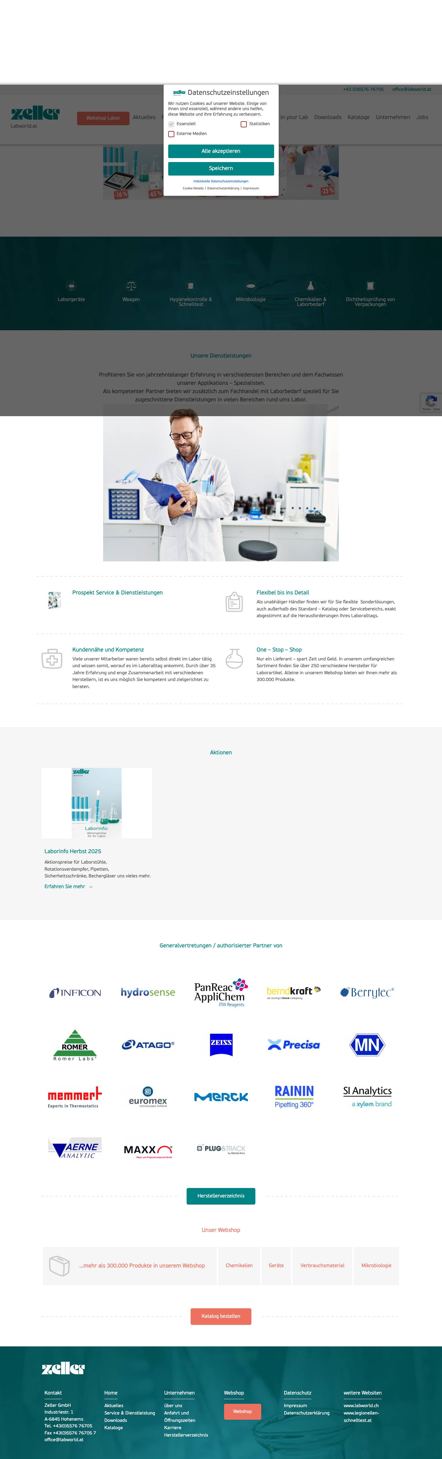 Alles fürs Labor - Zeller Laborbedarf - Full Screenshot