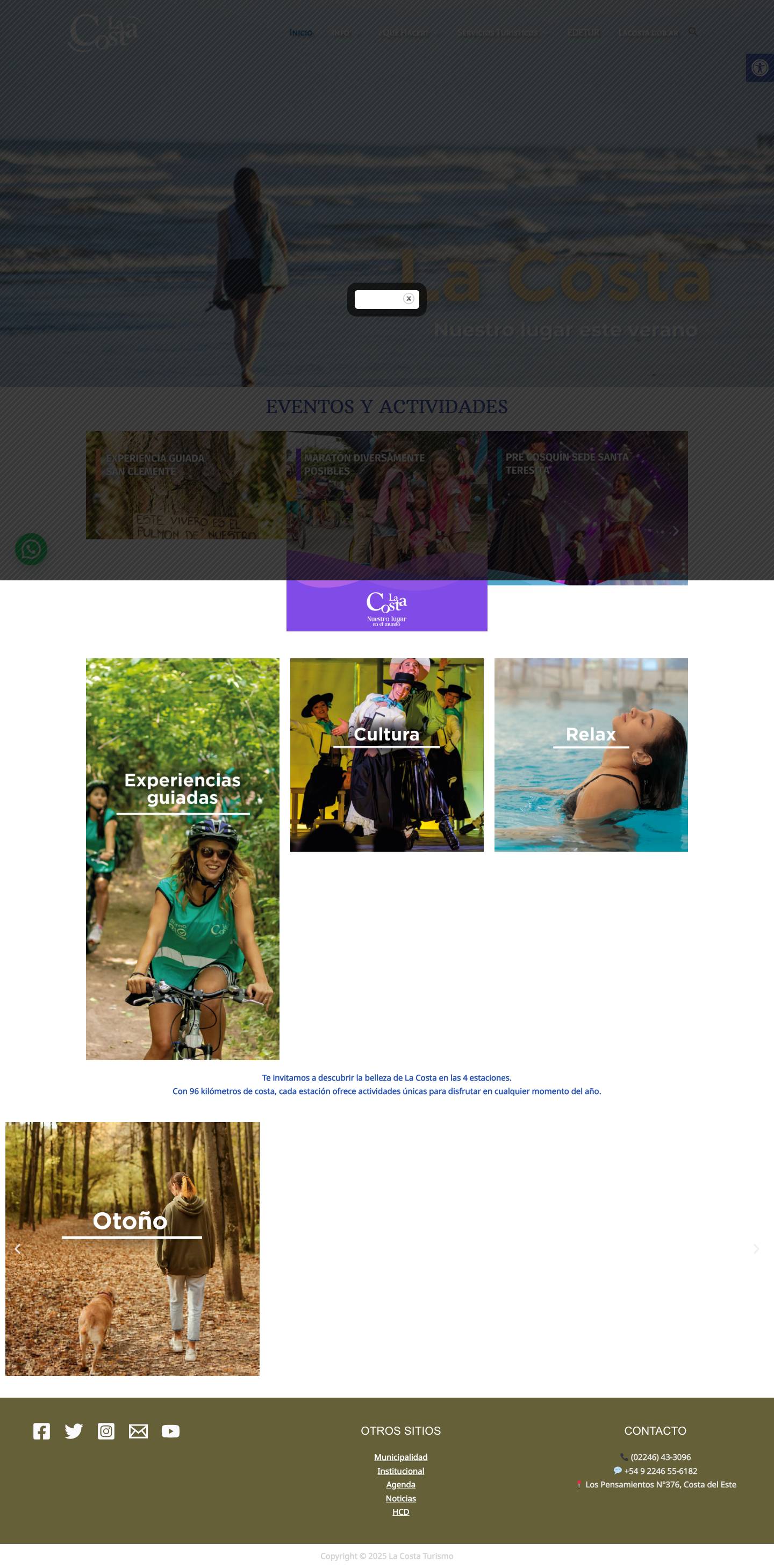 La Costa Turismo – Conoce nuestro partido Email Pagina accesibleAgrandar textoAchicar textoEscala de grisesAñto contrasteContraste negativoFondo claroEnlaces subrayadosFuente legibleReset - Full Screenshot
