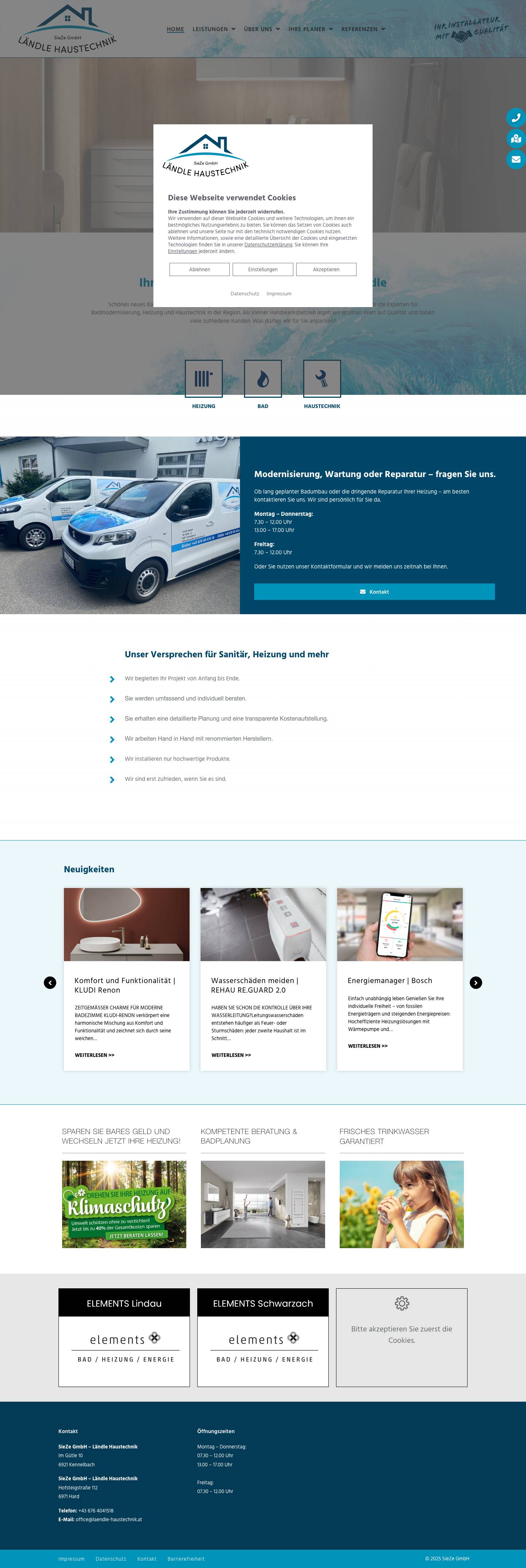 SieZe GmbH – Ländle Haustechnik | Bad & Heizung in Kennelbach - Full Screenshot