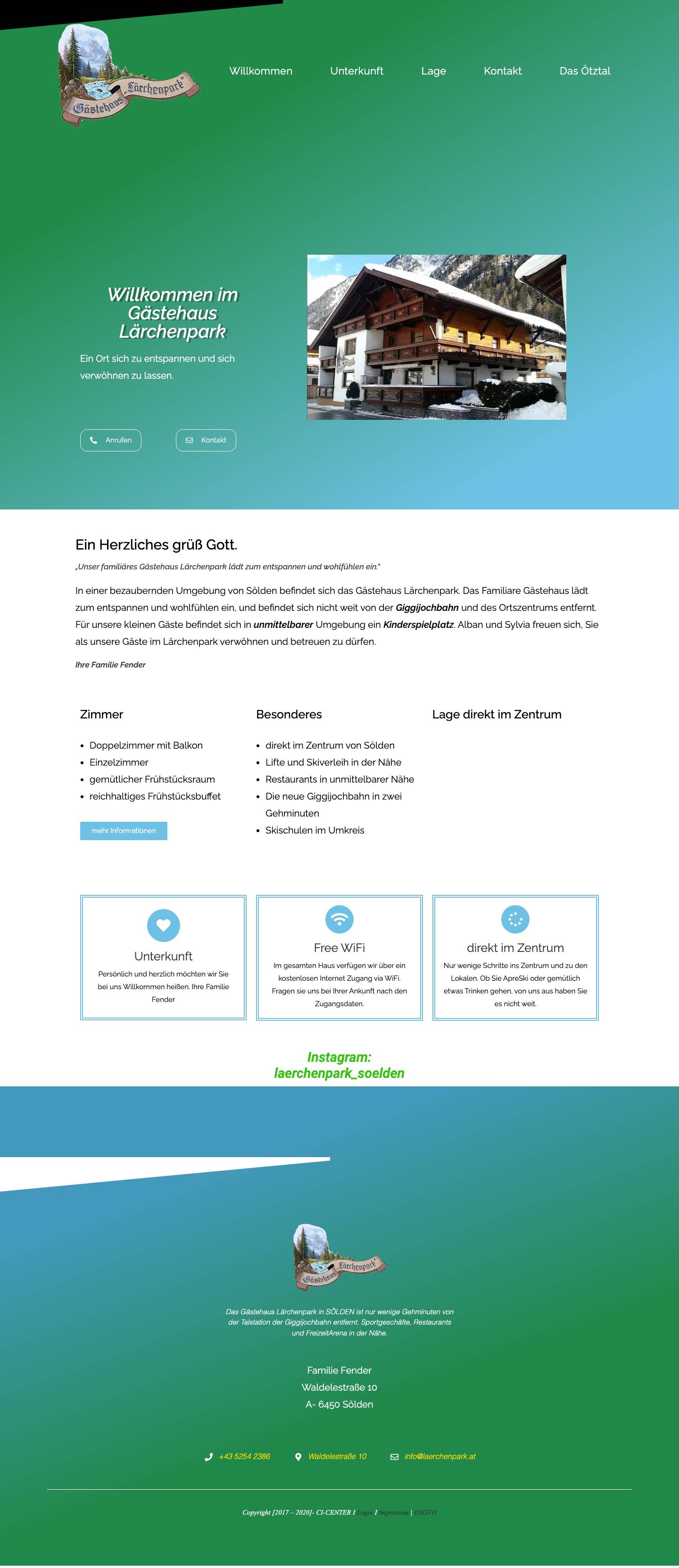Willkommen - Haus Lärchenpark in Sölden - Full Screenshot